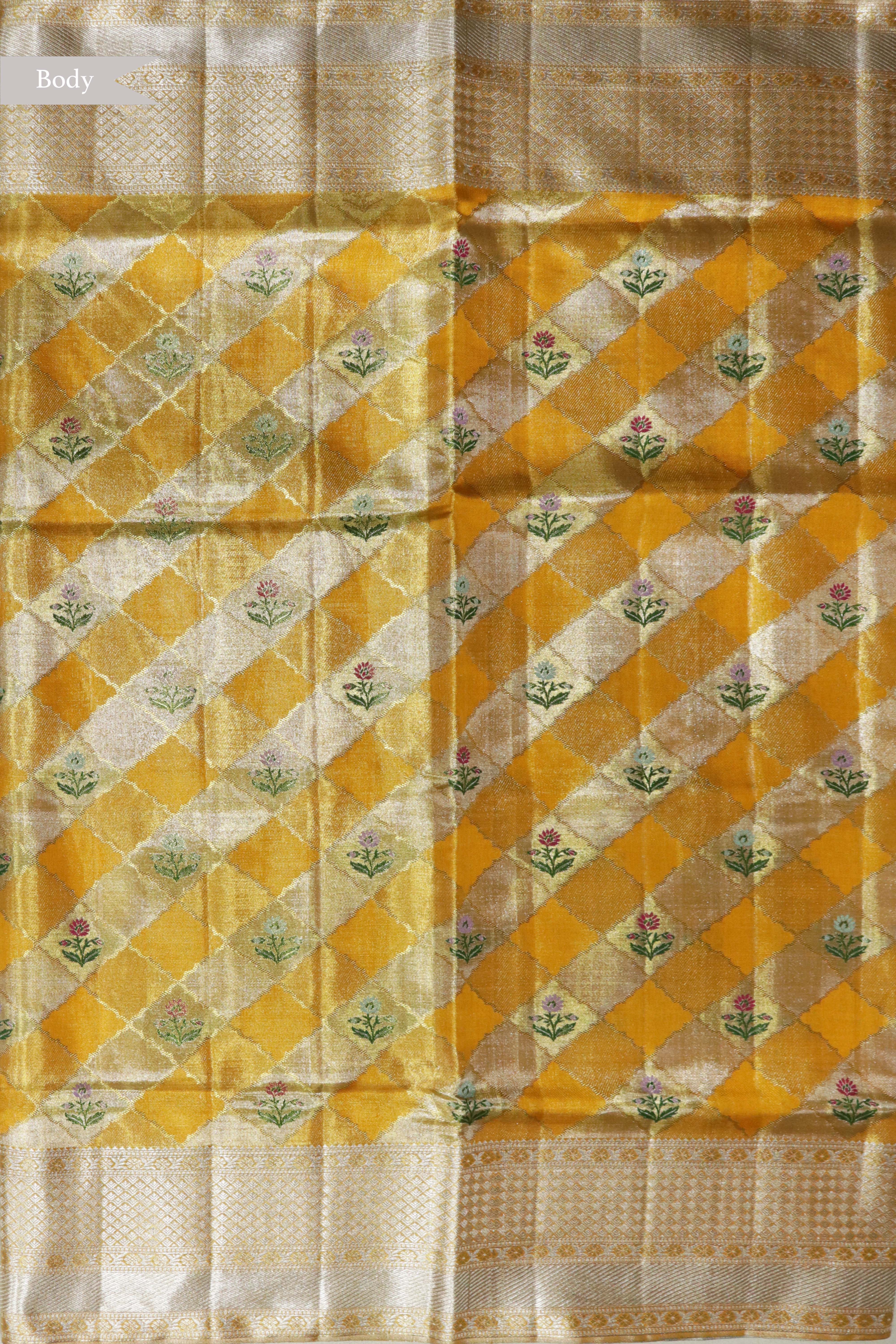 Mustard Kanchivaram Tissue Silk Saree