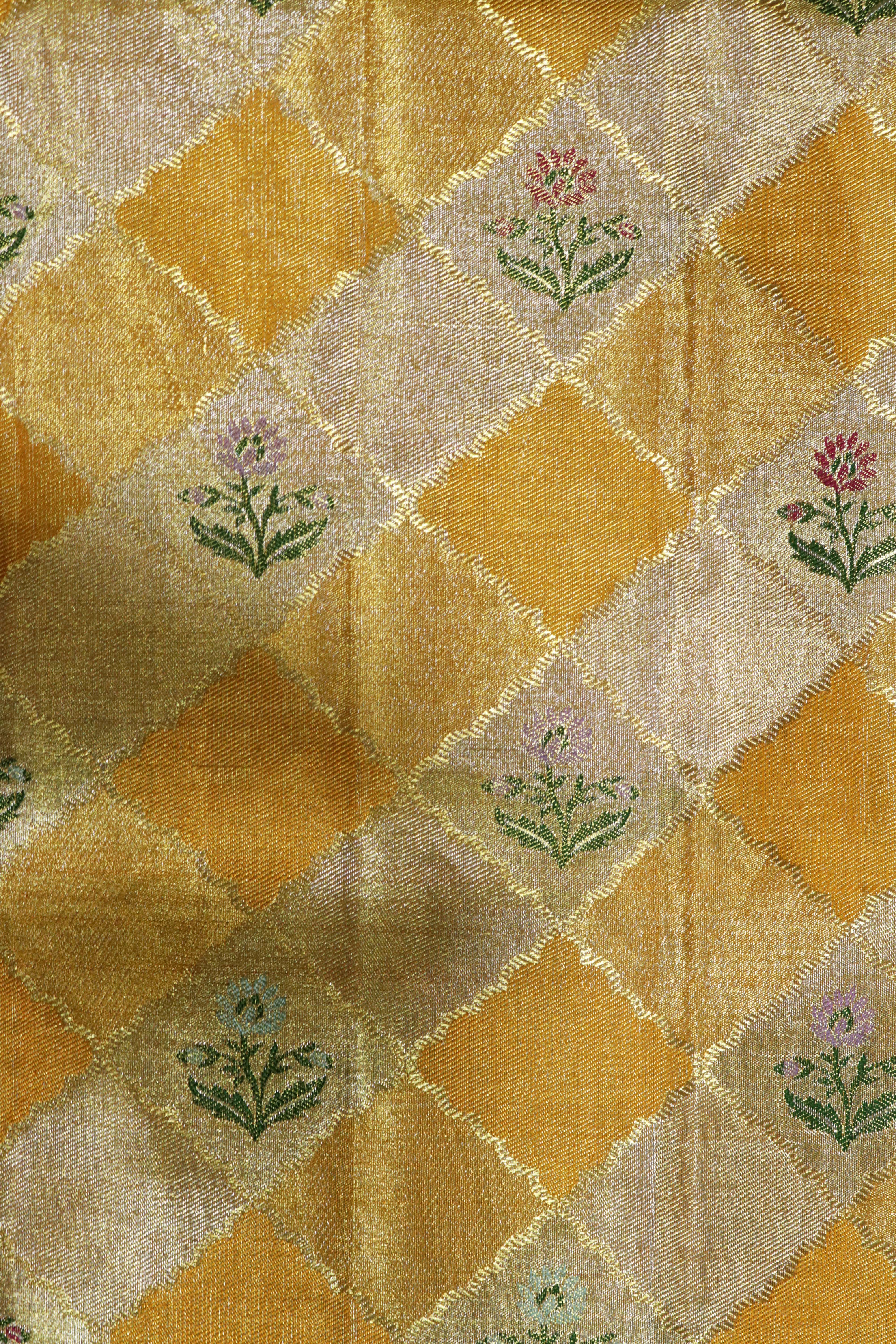 Mustard Kanchivaram Tissue Silk Saree