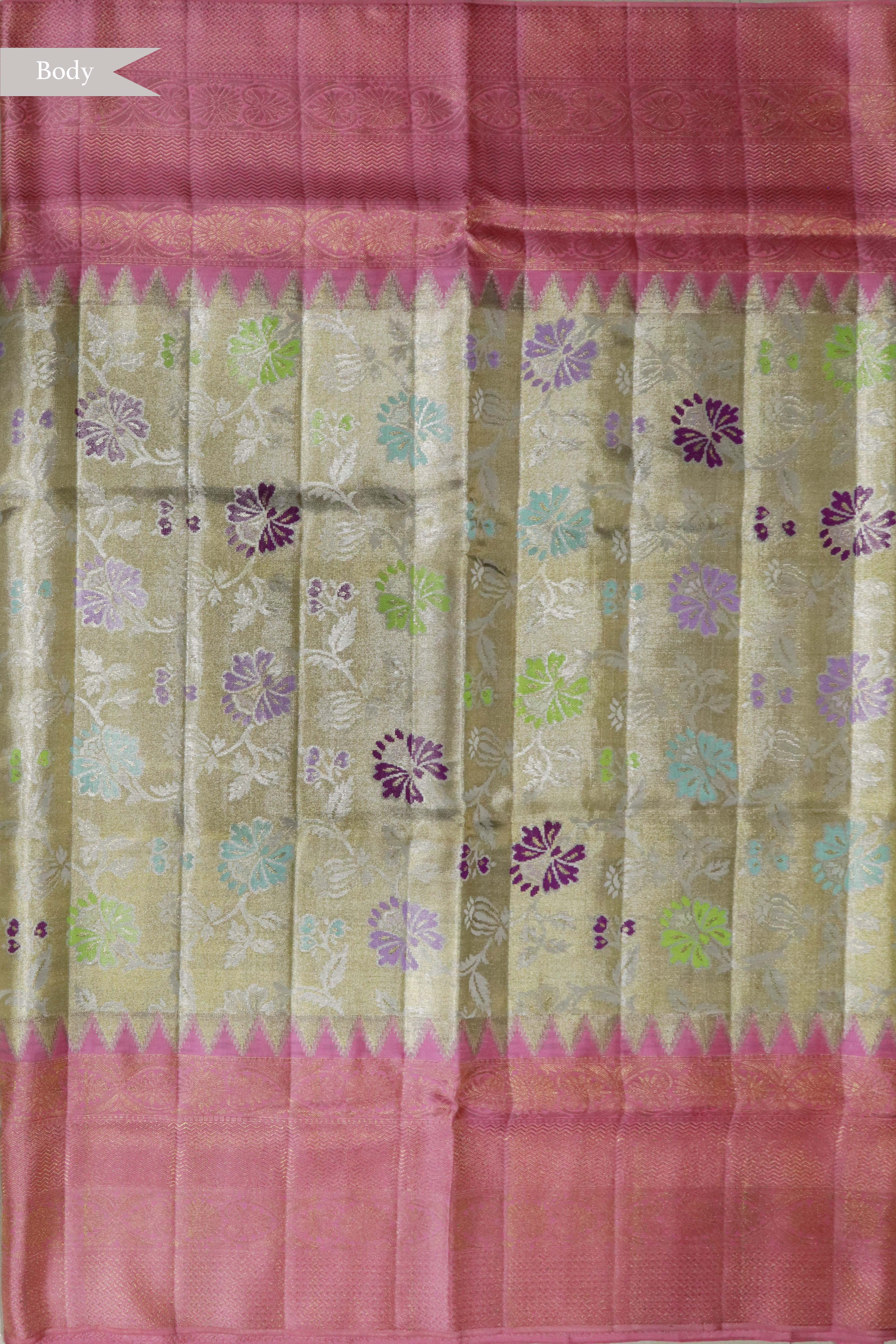 Silver Gold Kanchivaram Tissue Silk Saree