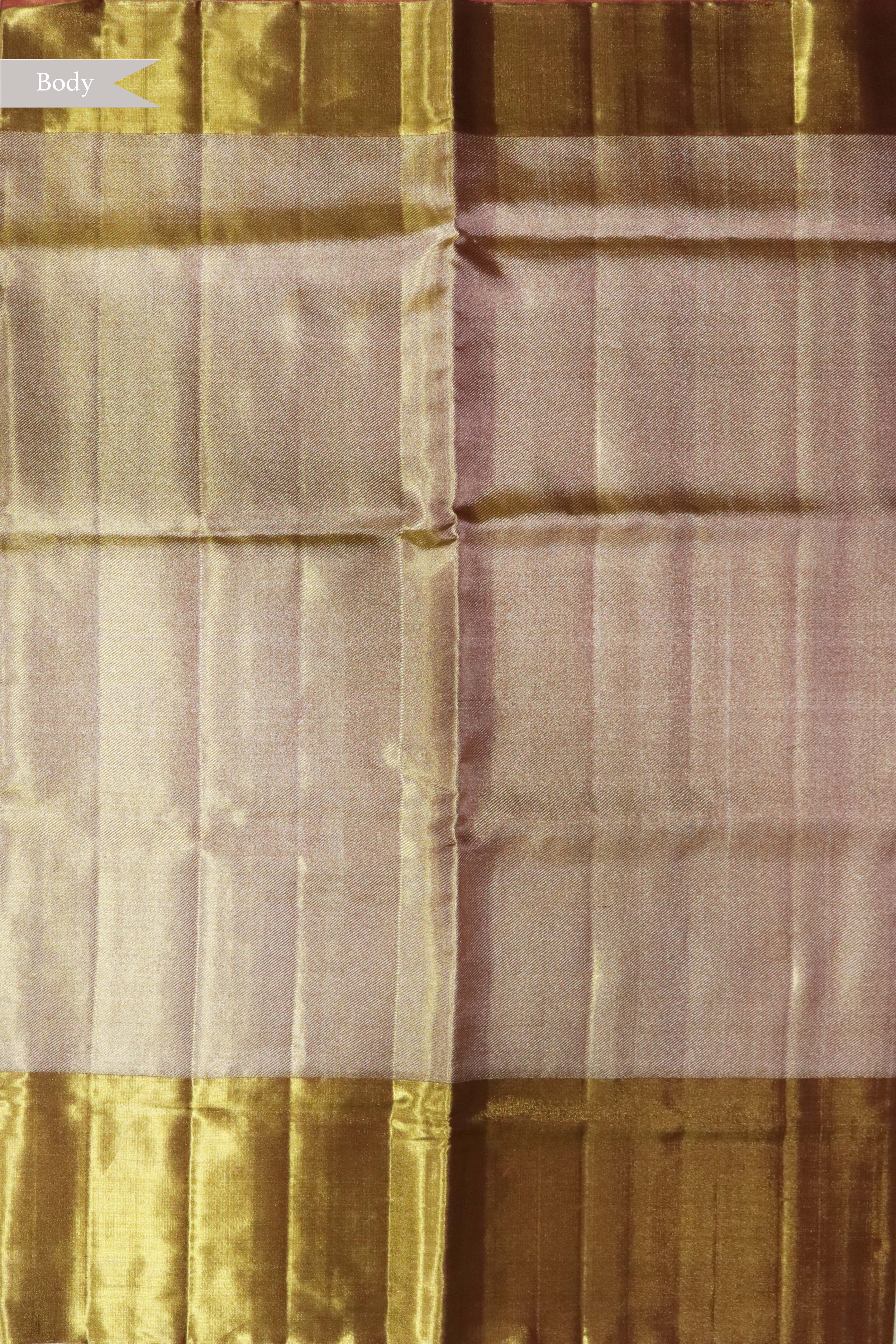 Peach Gold Kanchivaram Tissue Silk Saree