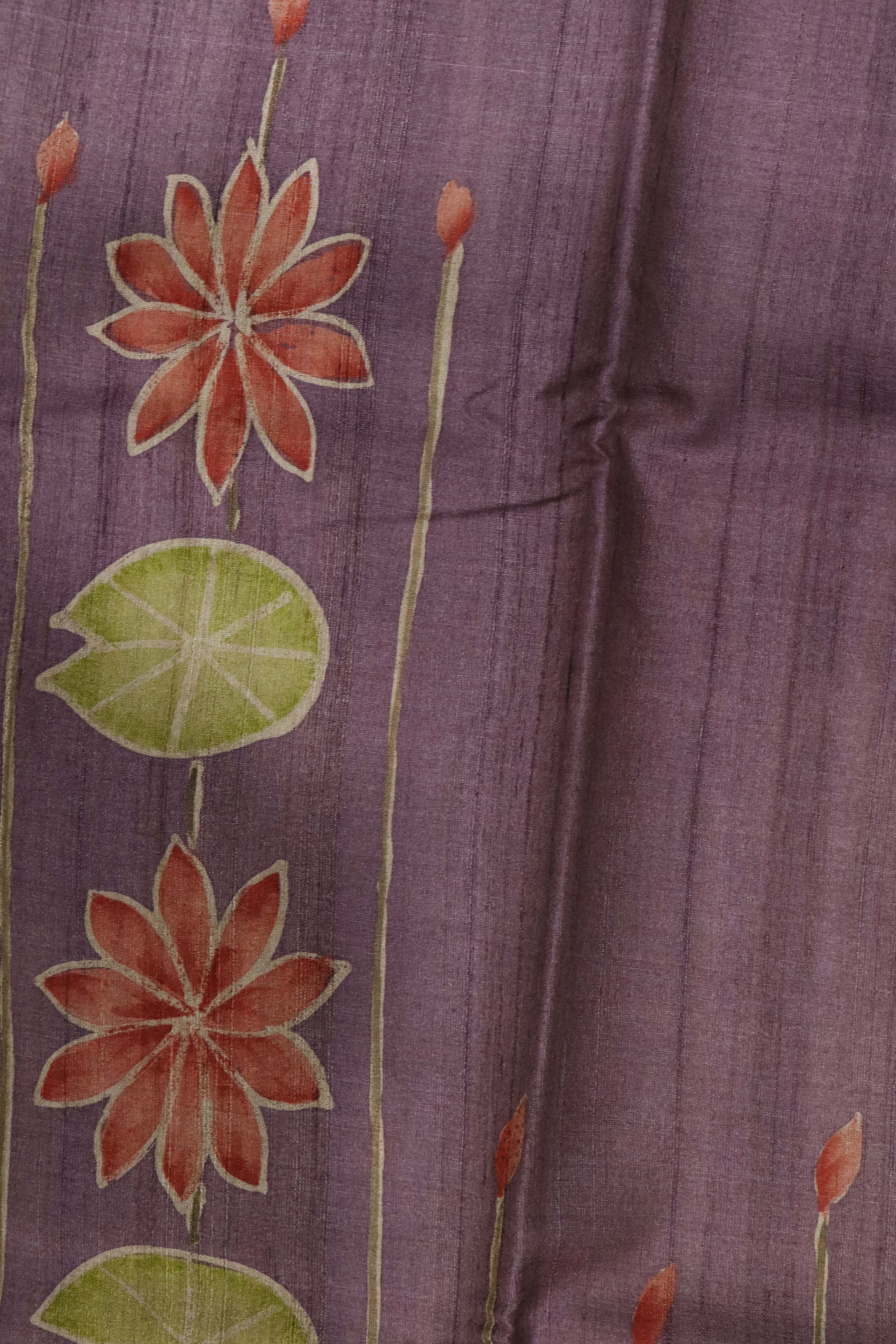 Mauve Tussar Silk Saree