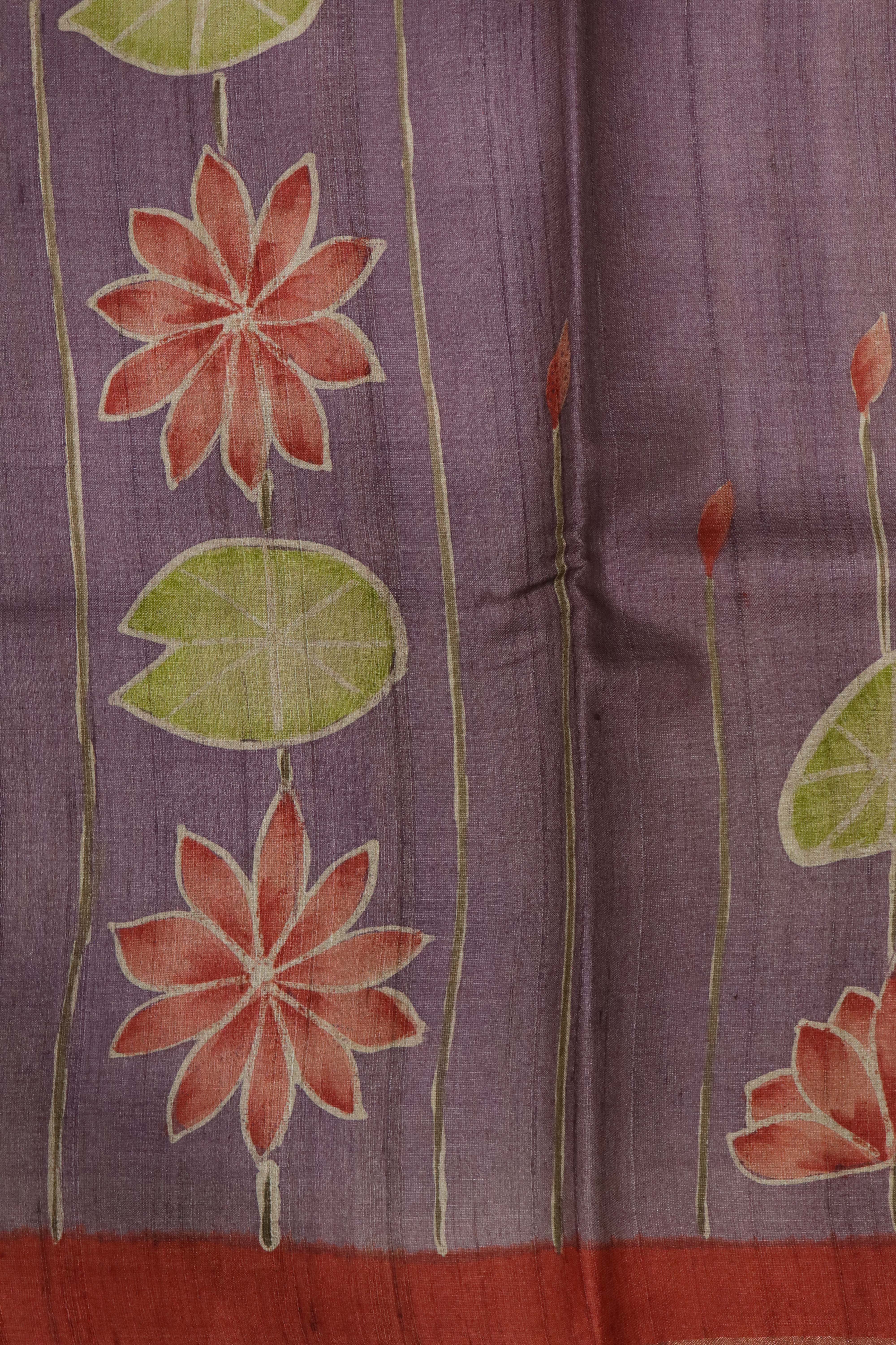 Mauve Tussar Silk Saree