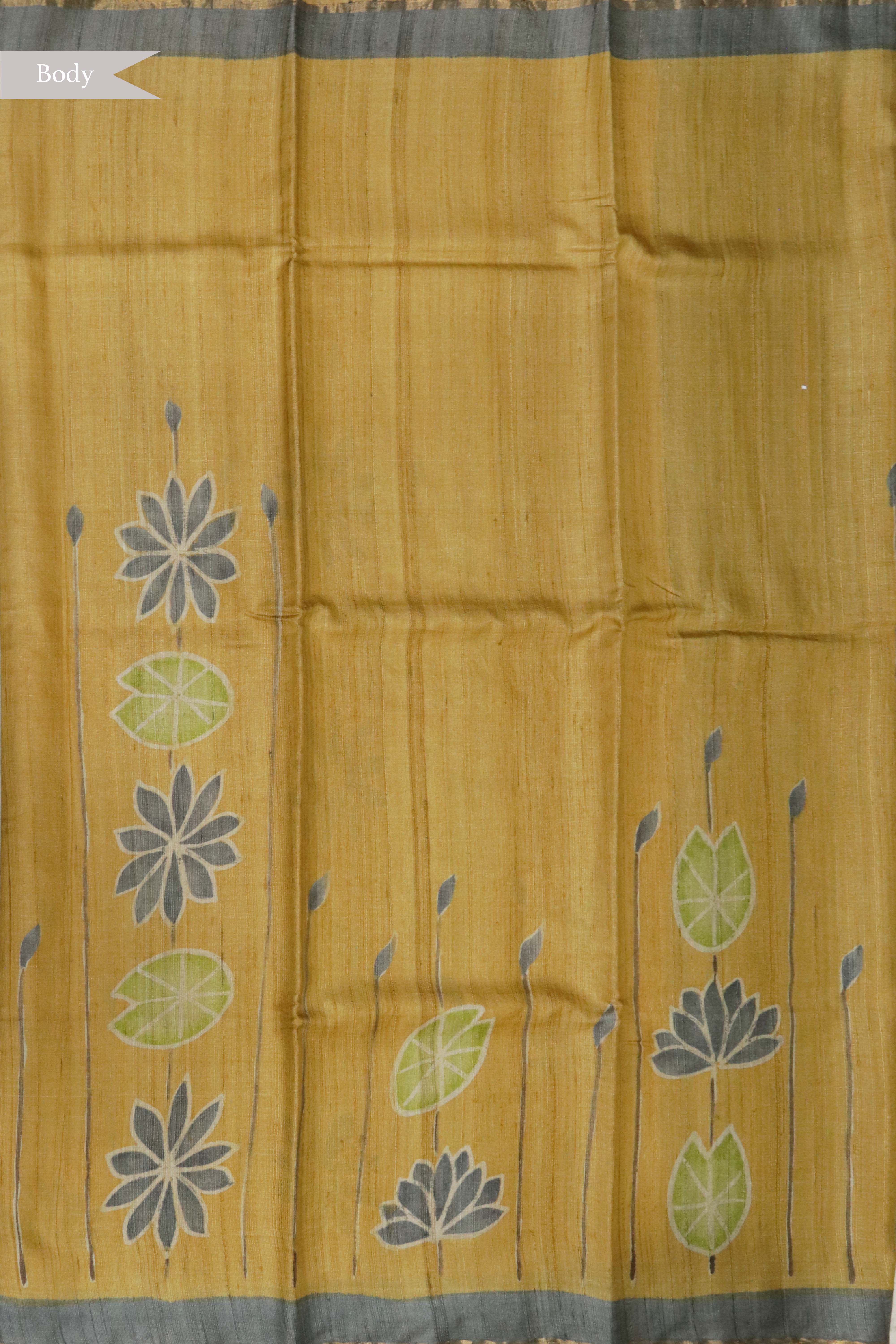 Dark Beige Tussar Silk Saree