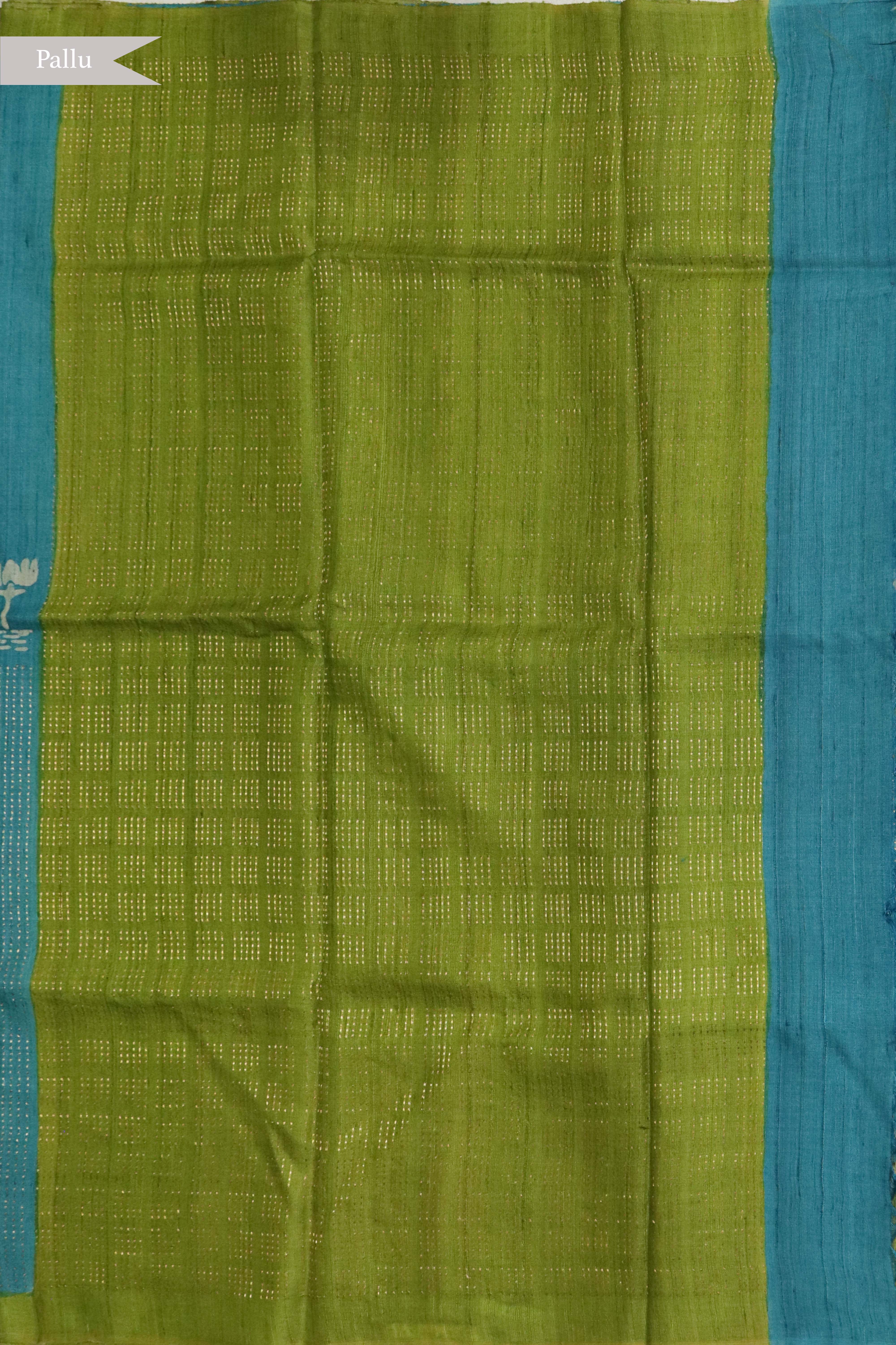 Sky Blue Tussar Silk Saree