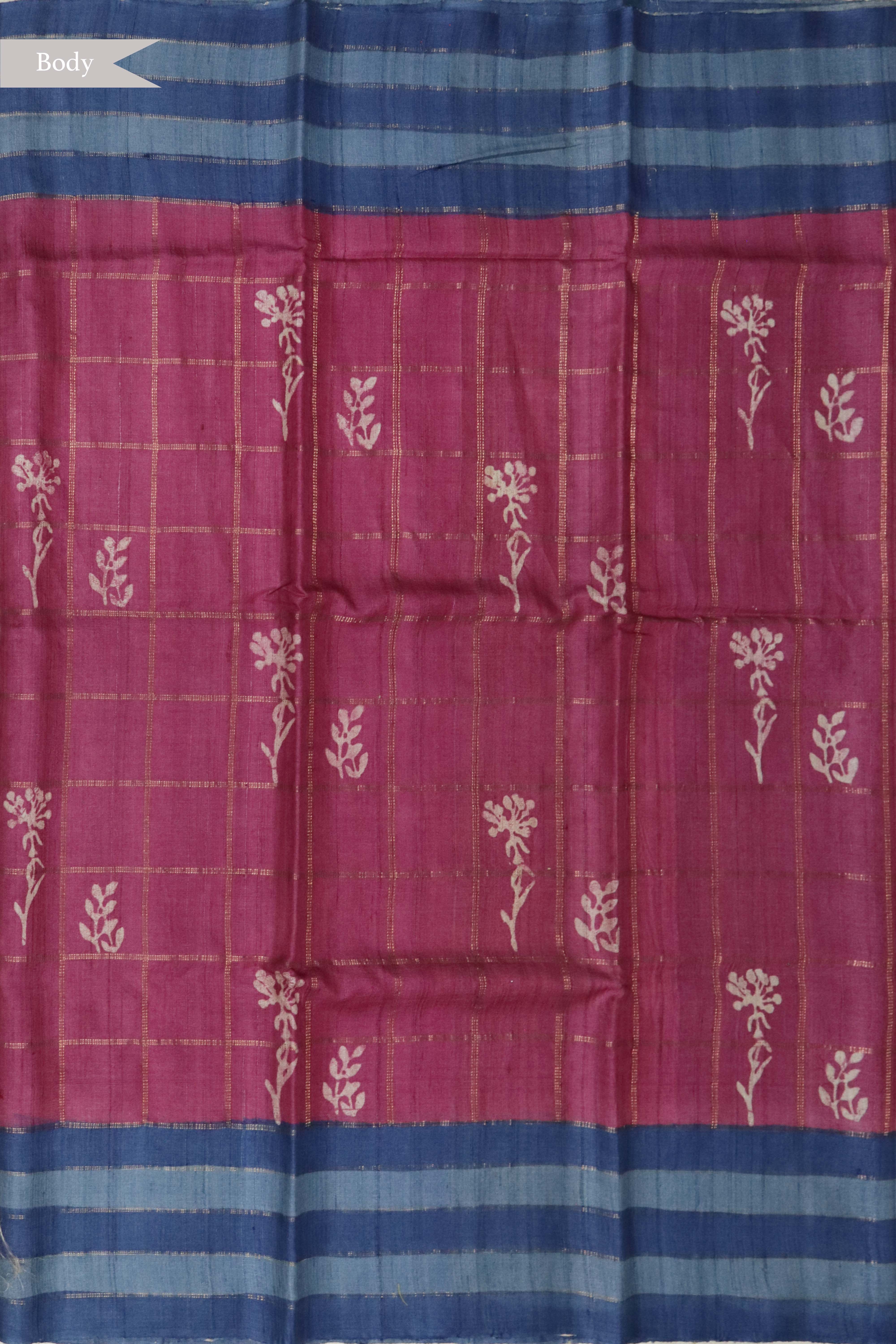 Pink Tussar Silk Saree