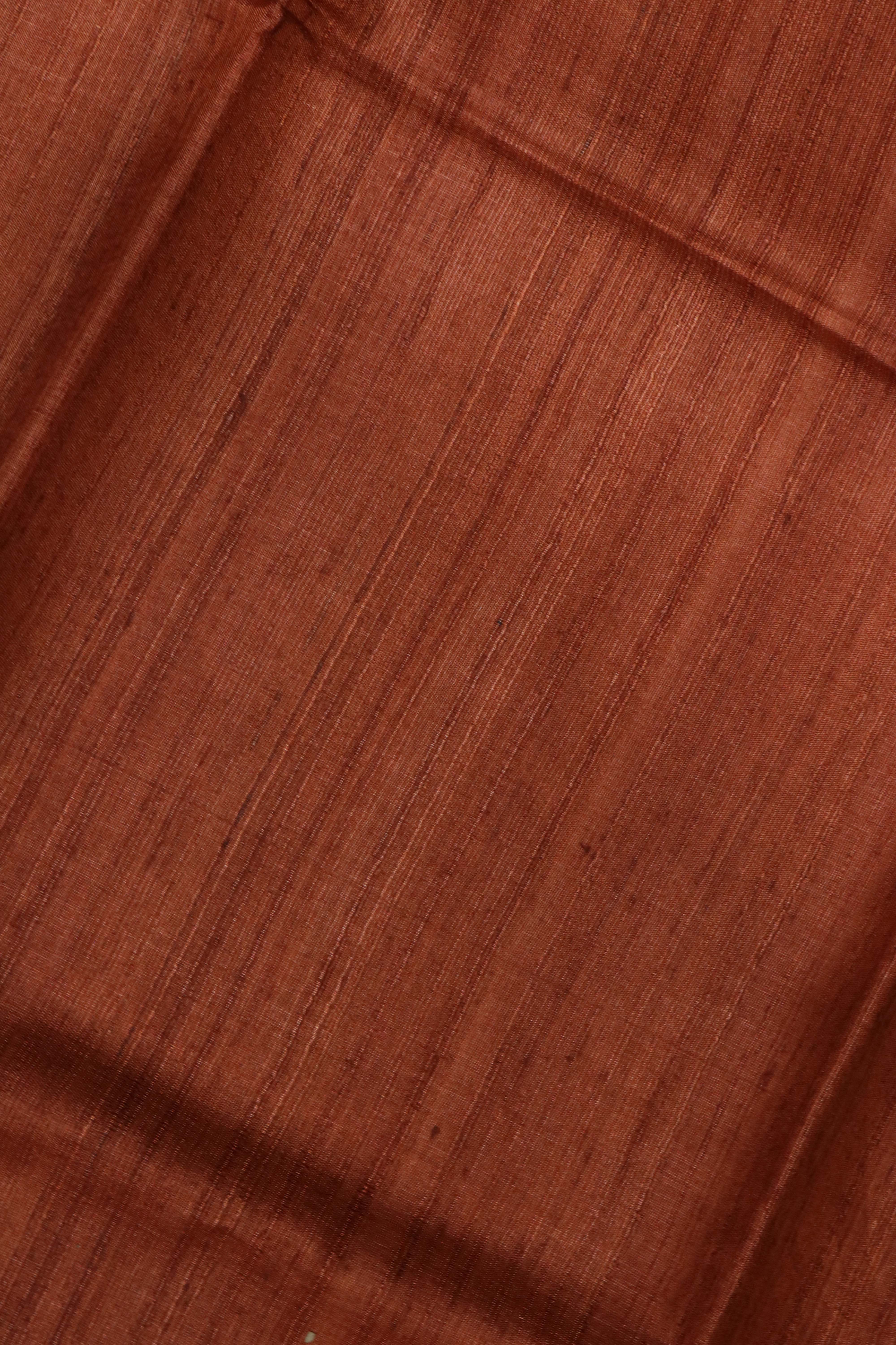 Rust Lotus Print Tussar Silk Saree