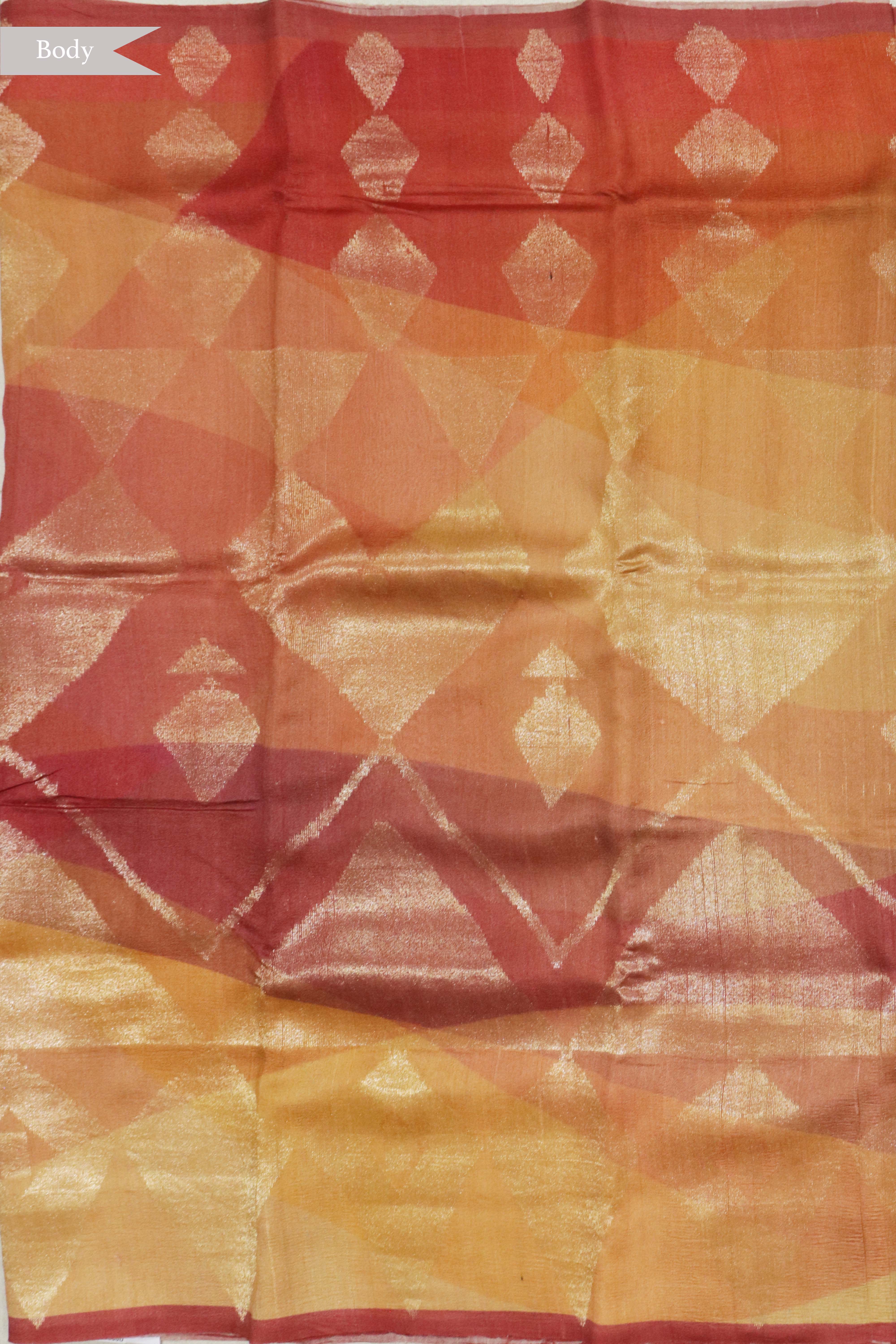 Rust Tussar Georgette Saree