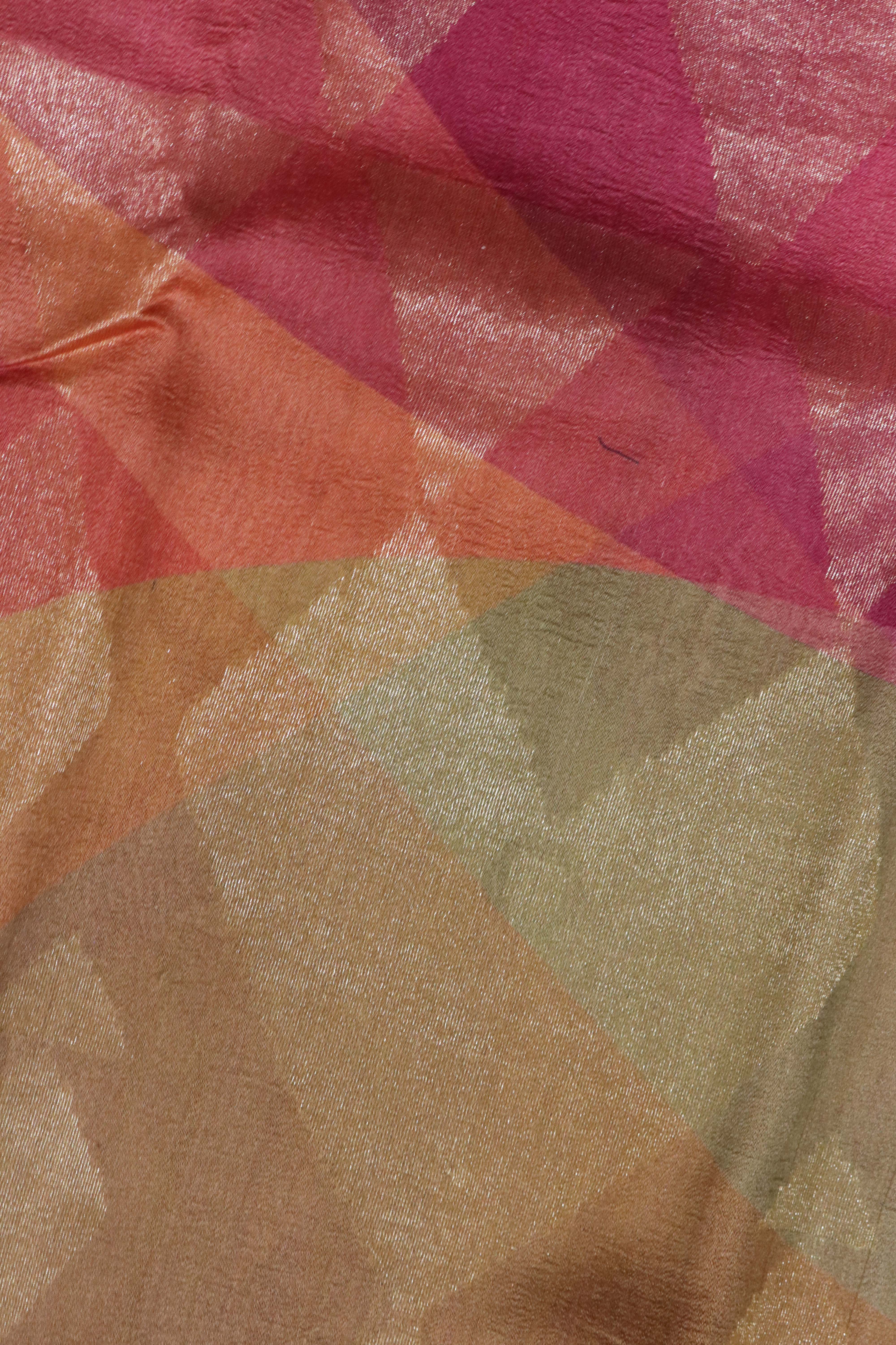 Onion Pink Tussar Georgette Saree