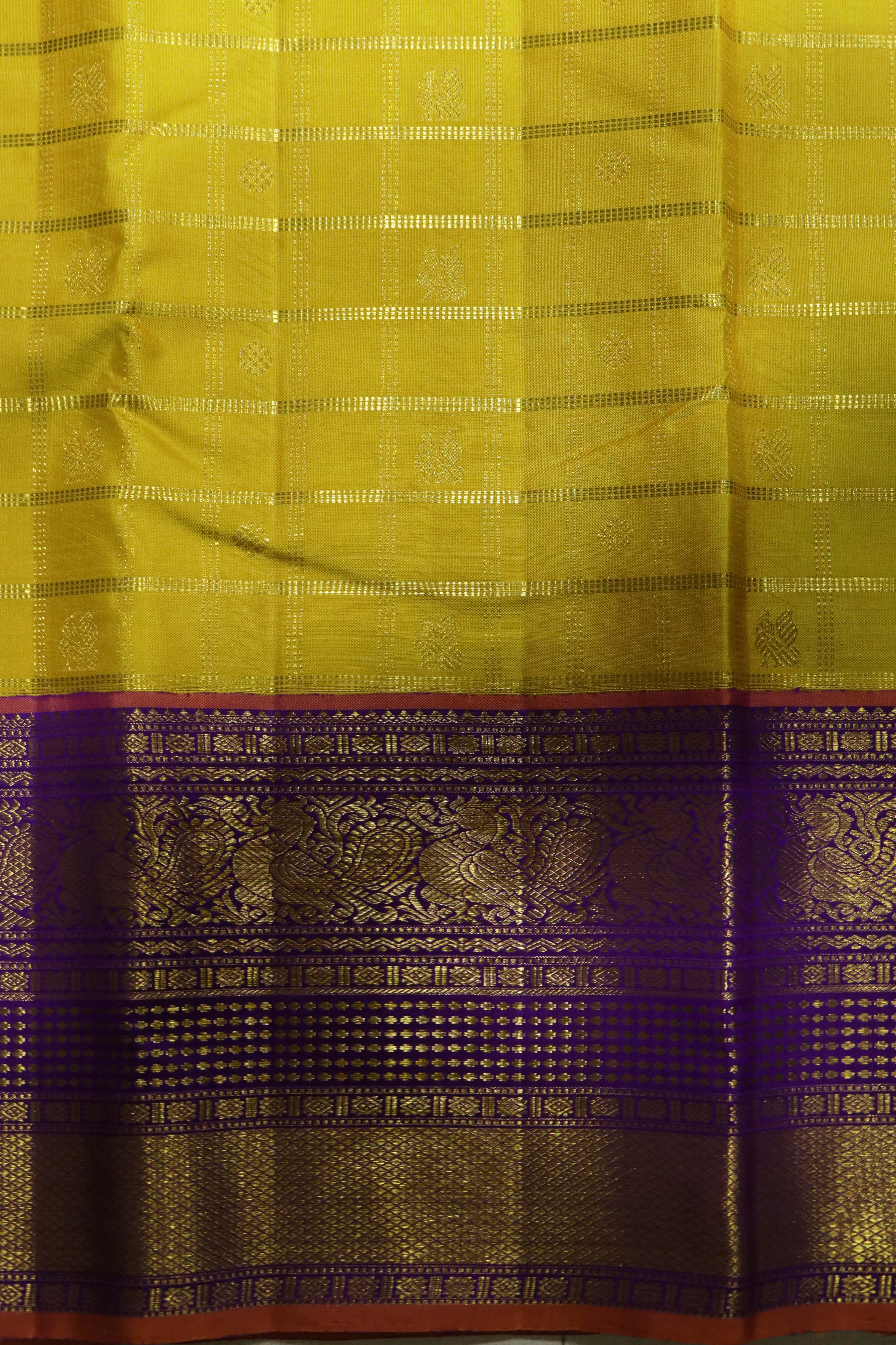 Mustard Yellow Kanchivaram Silk Saree