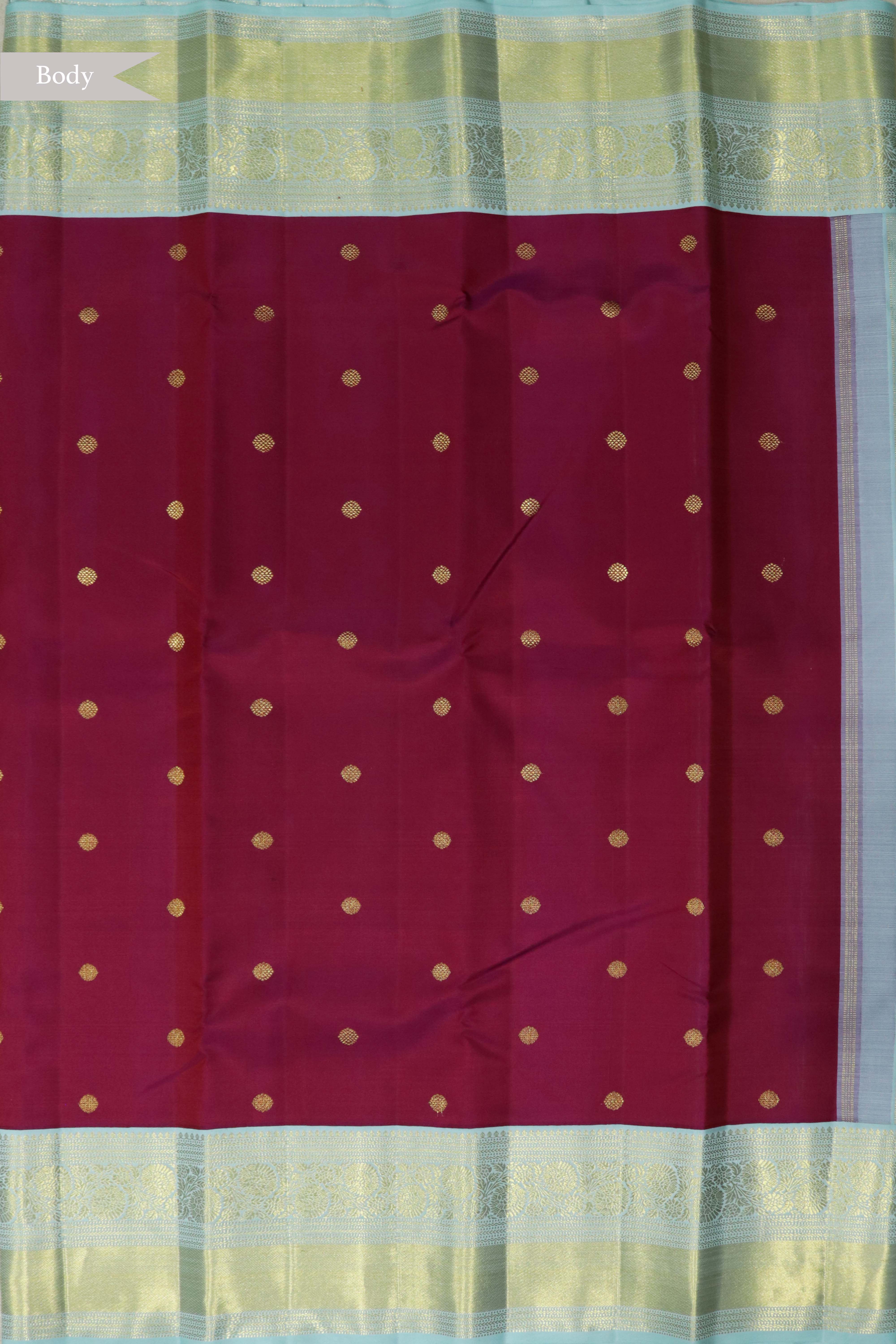 Cherry Red Kanchivaram Silk Saree