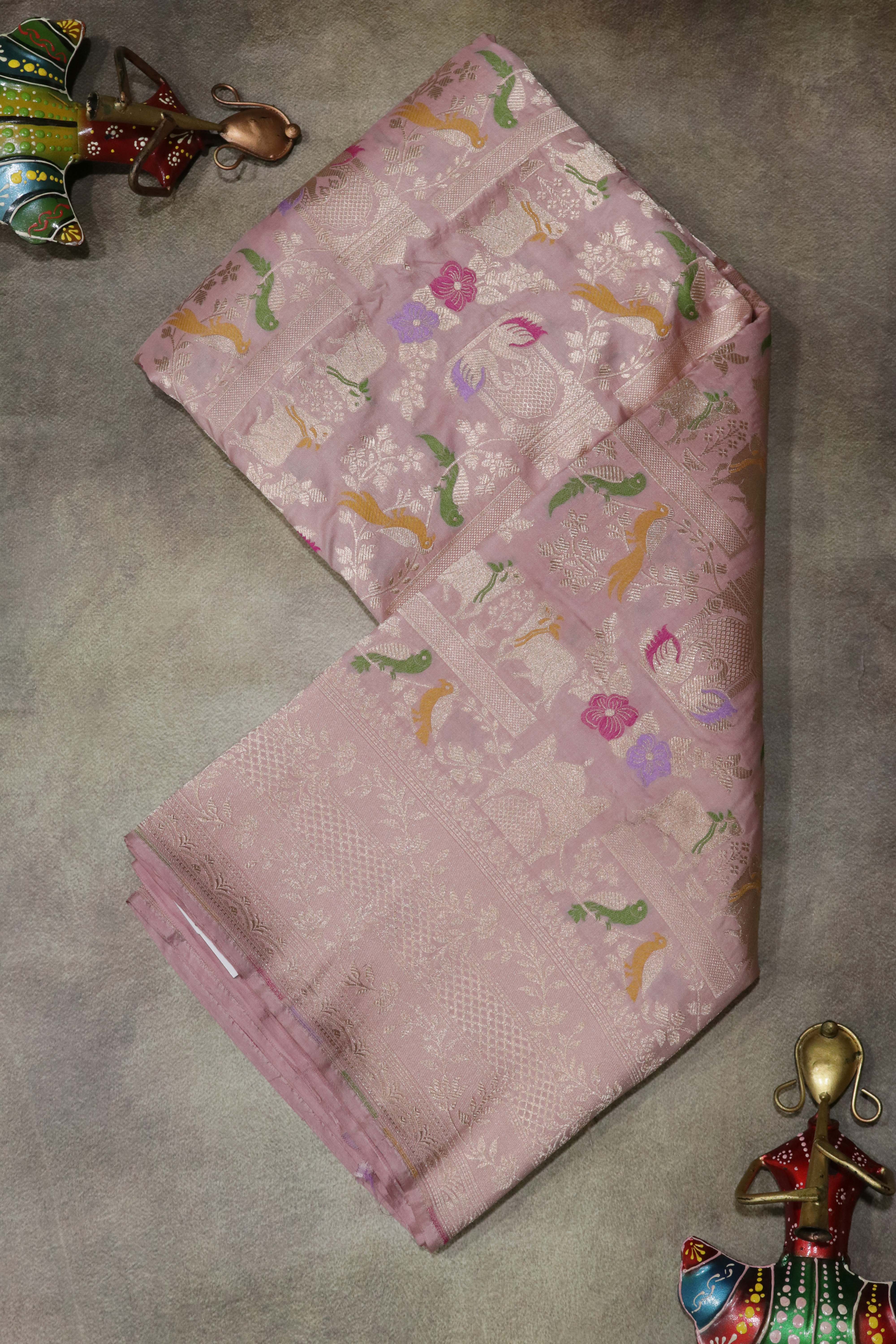 Peach Banarasi Silk Saree