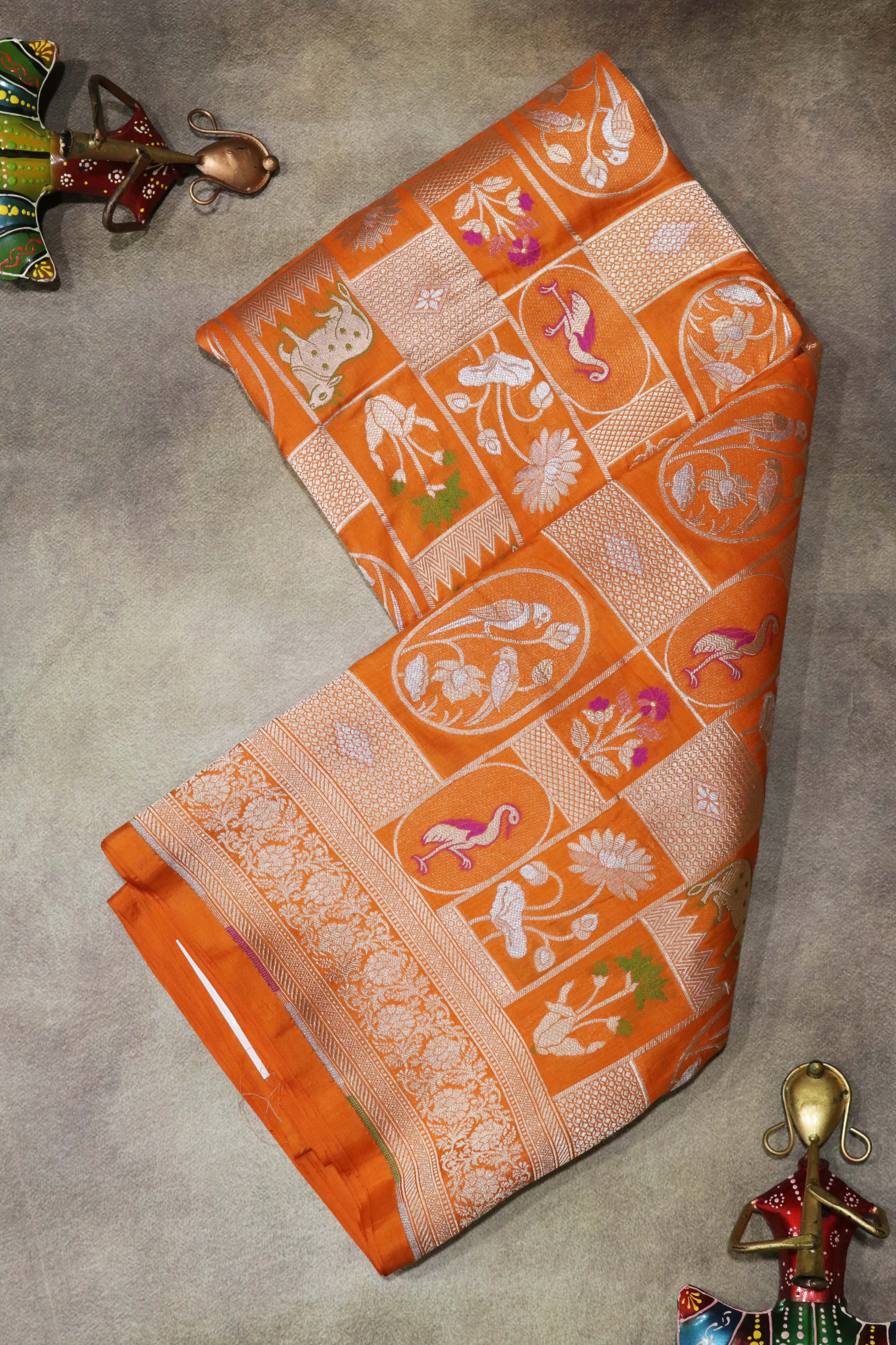 Orange Banarasi Silk Saree