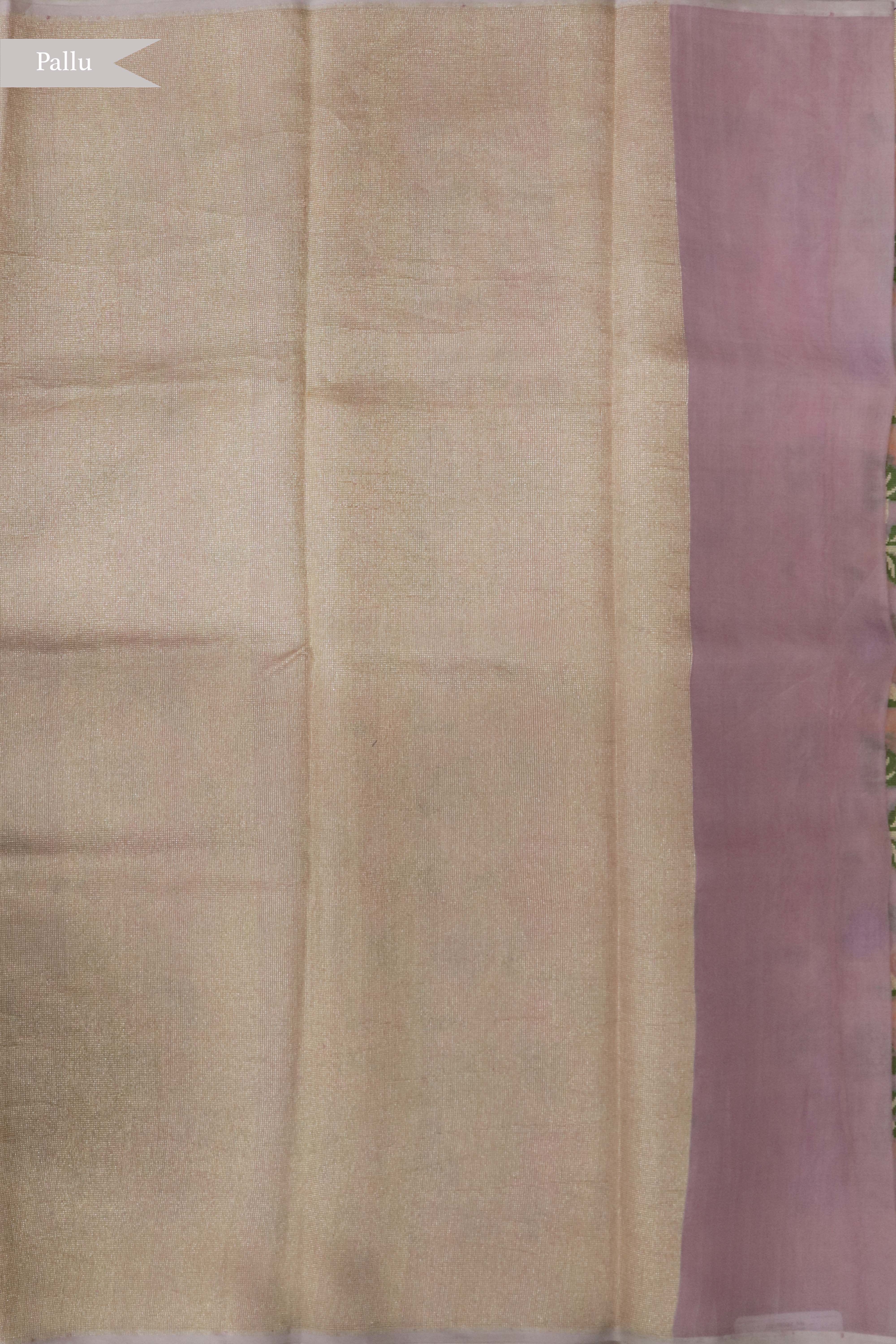 Light Pink Banarasi Kora Silk Saree