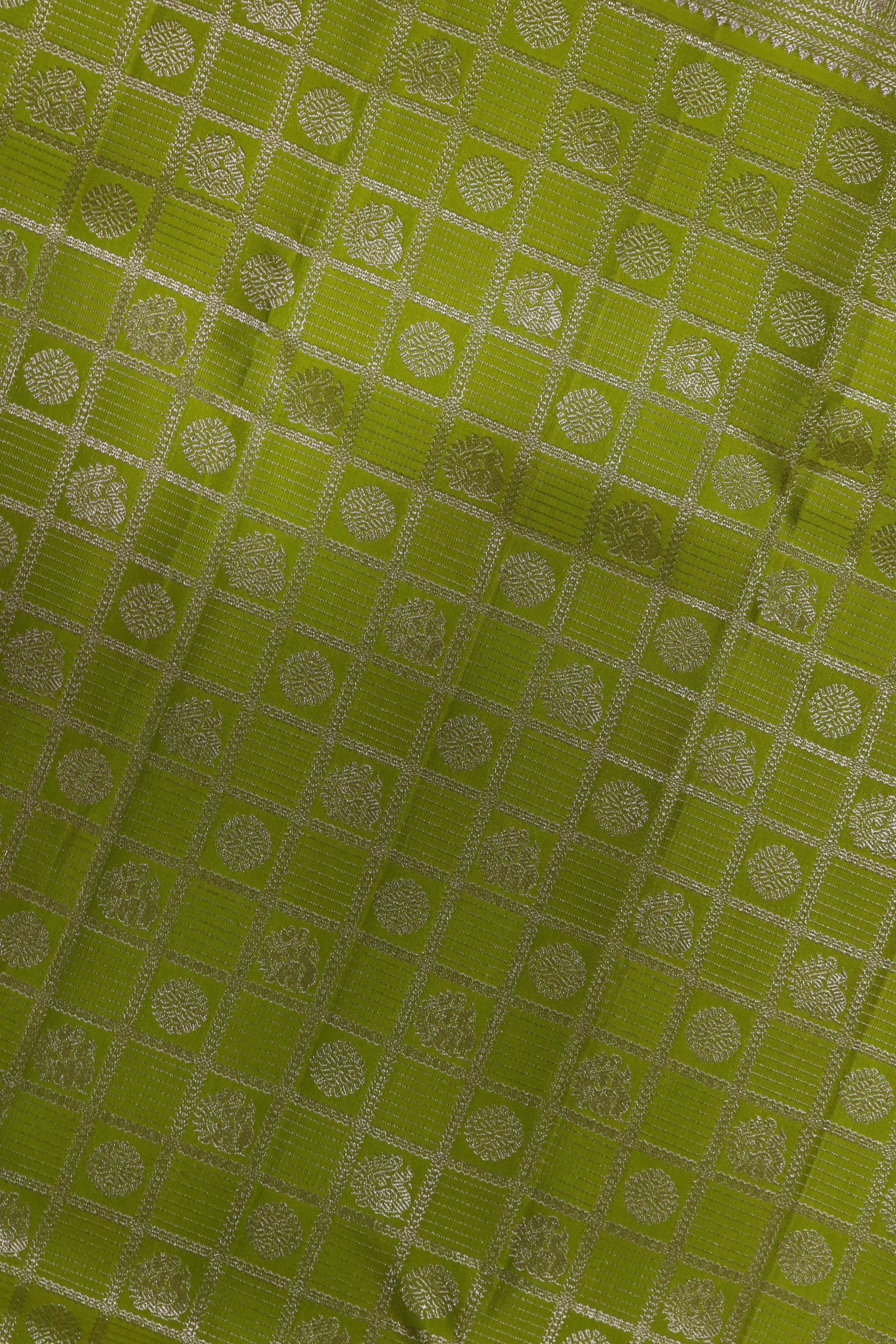 Lime Green Kanchivaram Silk Saree