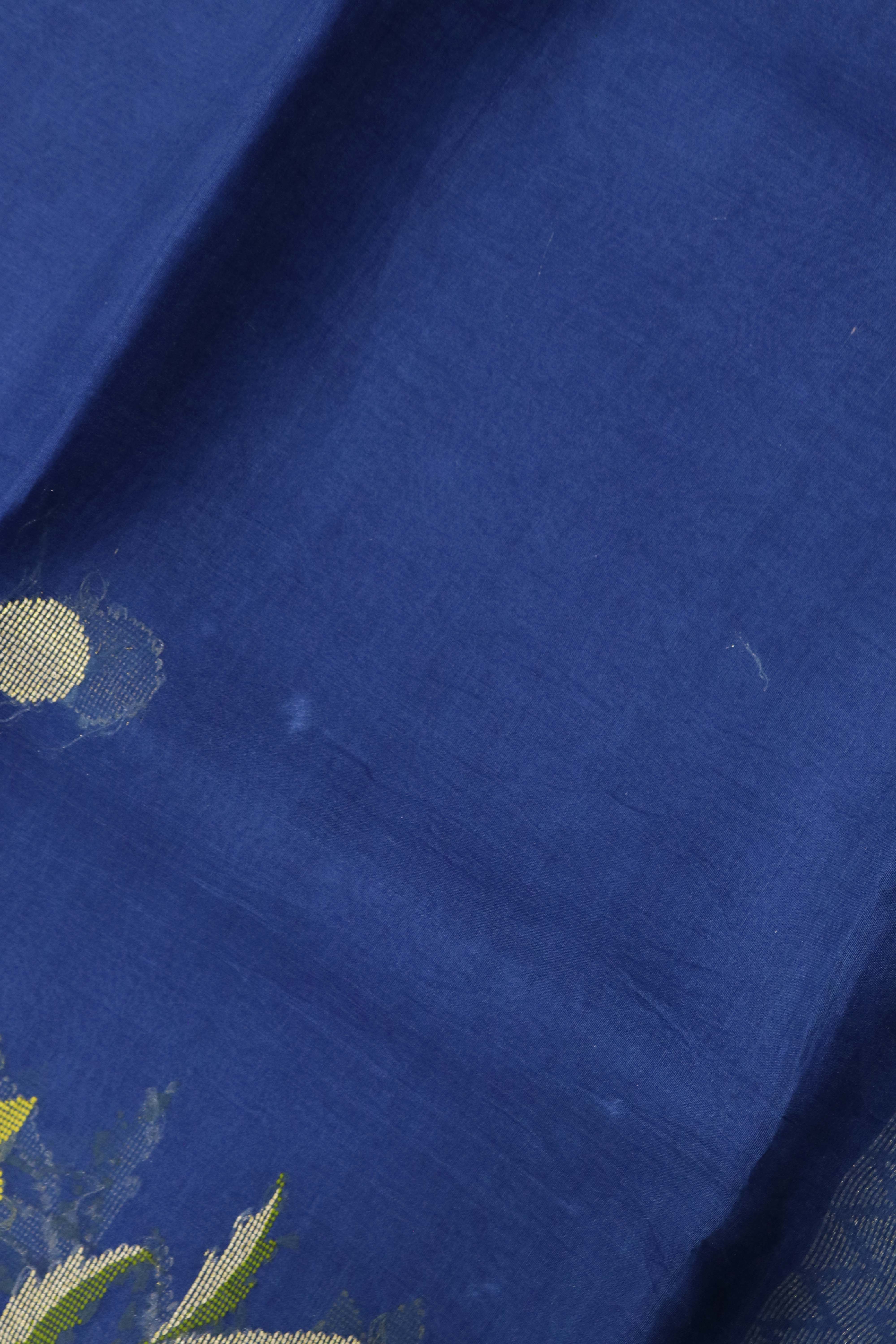 Royal Blue Banarasi Kora Silk Jamdani Saree