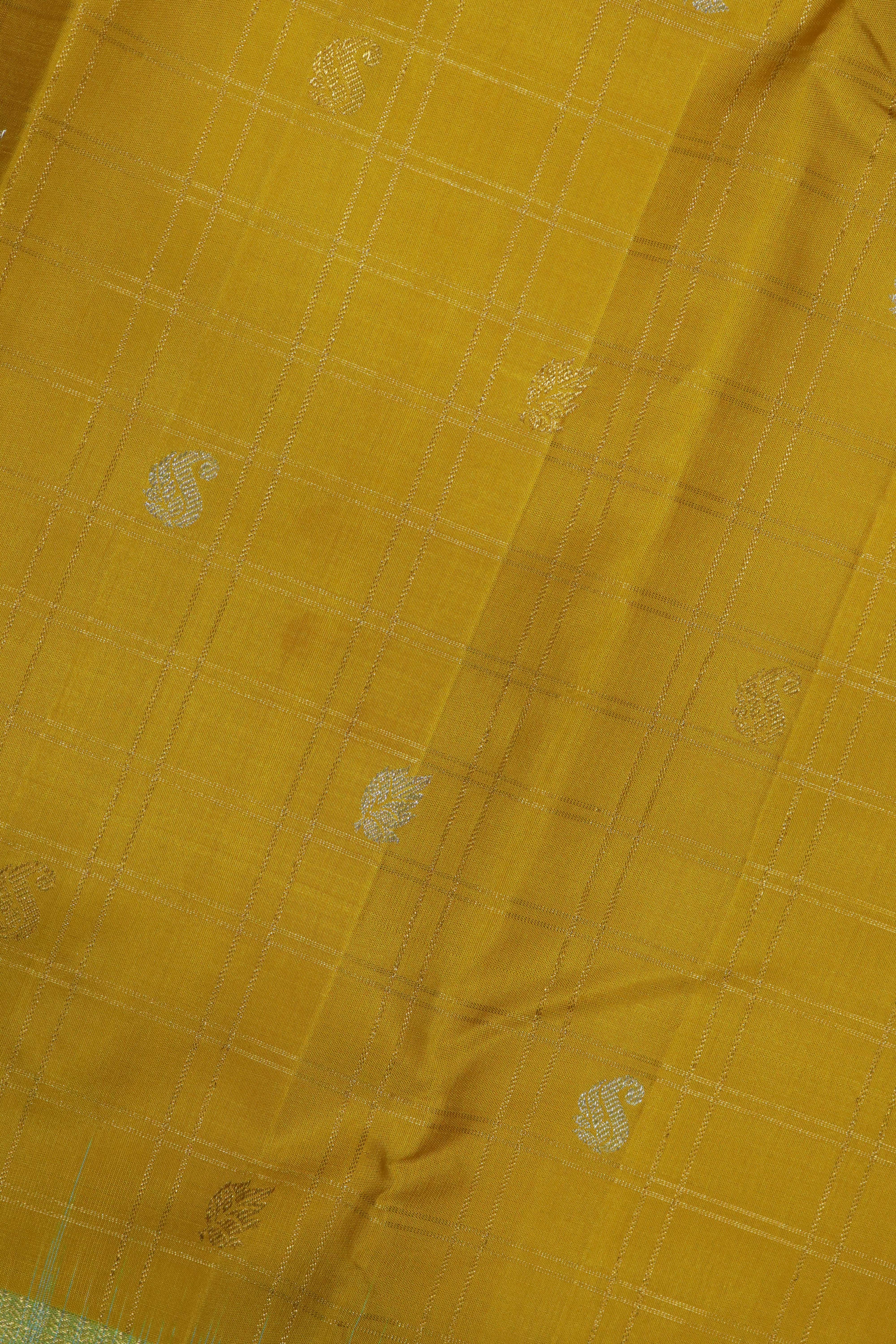 Mustard Yellow Kanchivaram Silk Saree