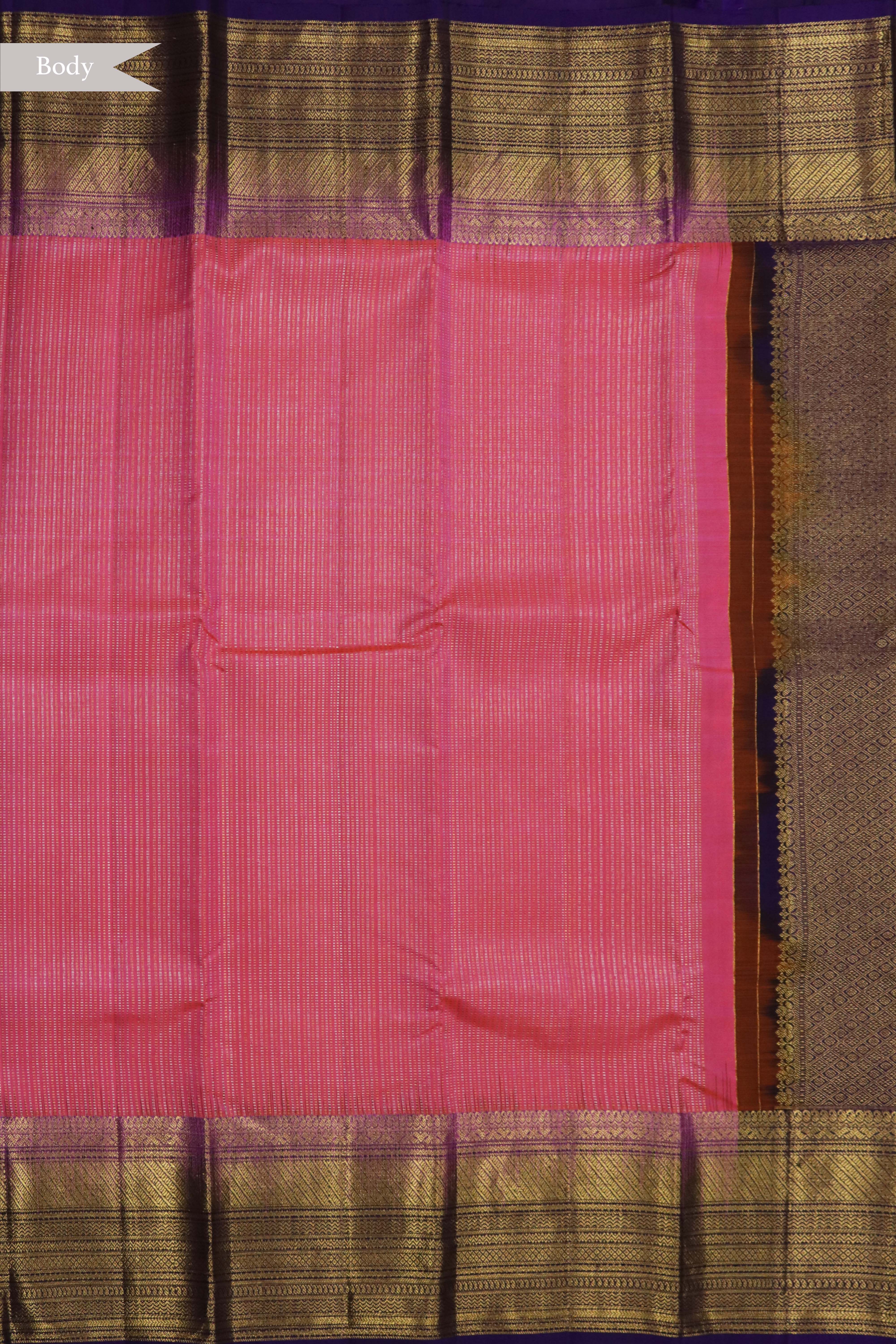Coral Pink Kanchivaram Silk Saree