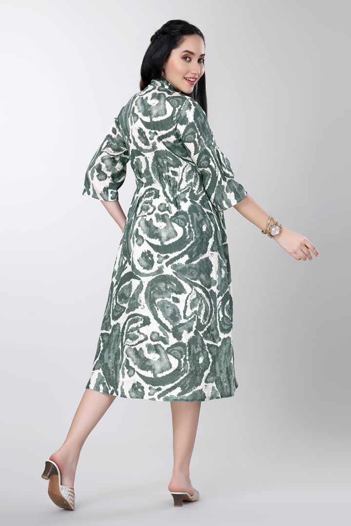 Black Pleated Dress with Bold Floral Print (Copy) Mokshaa