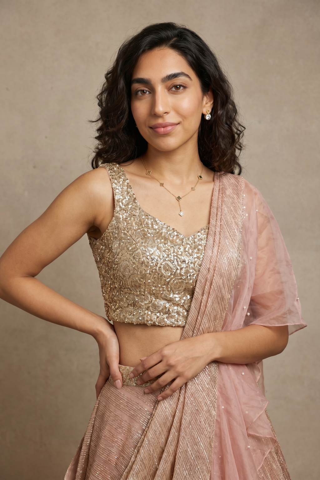 Pink Crush Shimmer Lehenga Saree