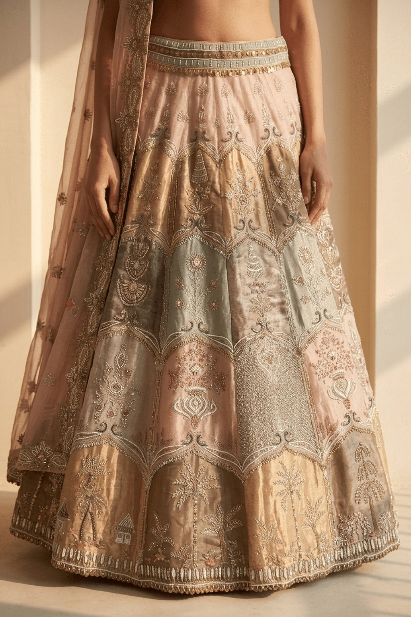 Pastel Multicolor Tissue Lehenga
