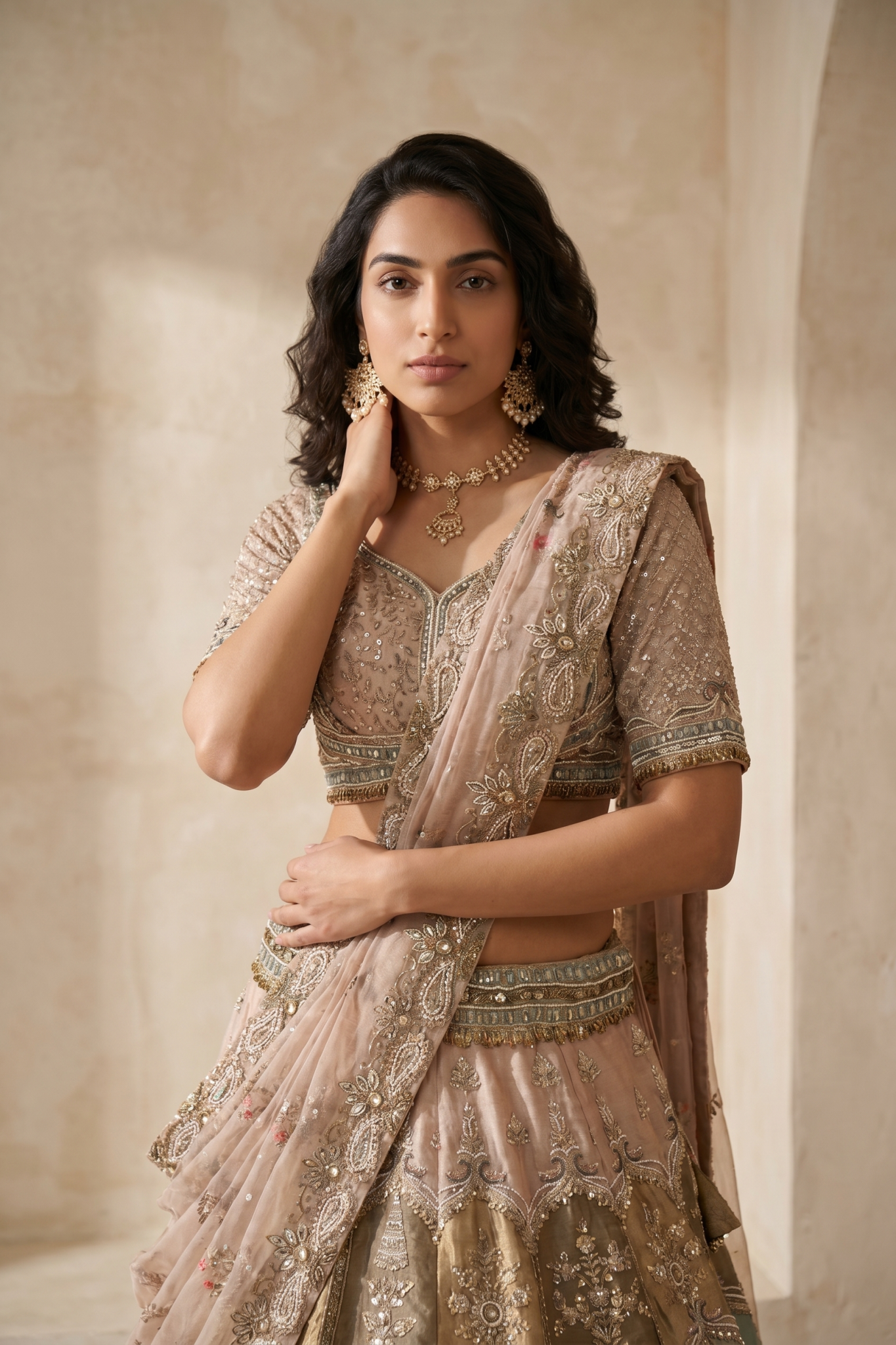 Pastel Multicolour Tissue Lehenga