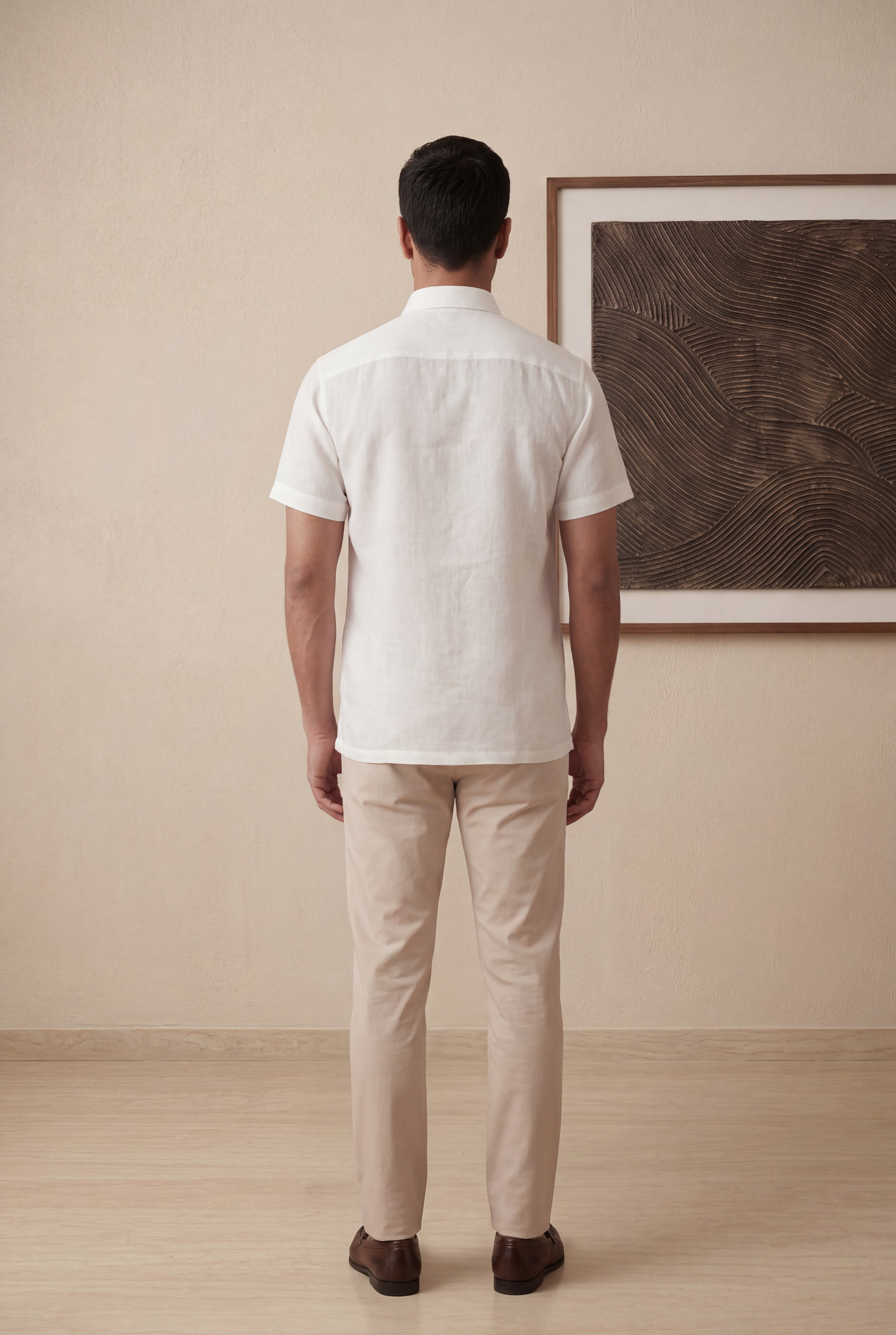 White Linen Half Sleeve Shirt