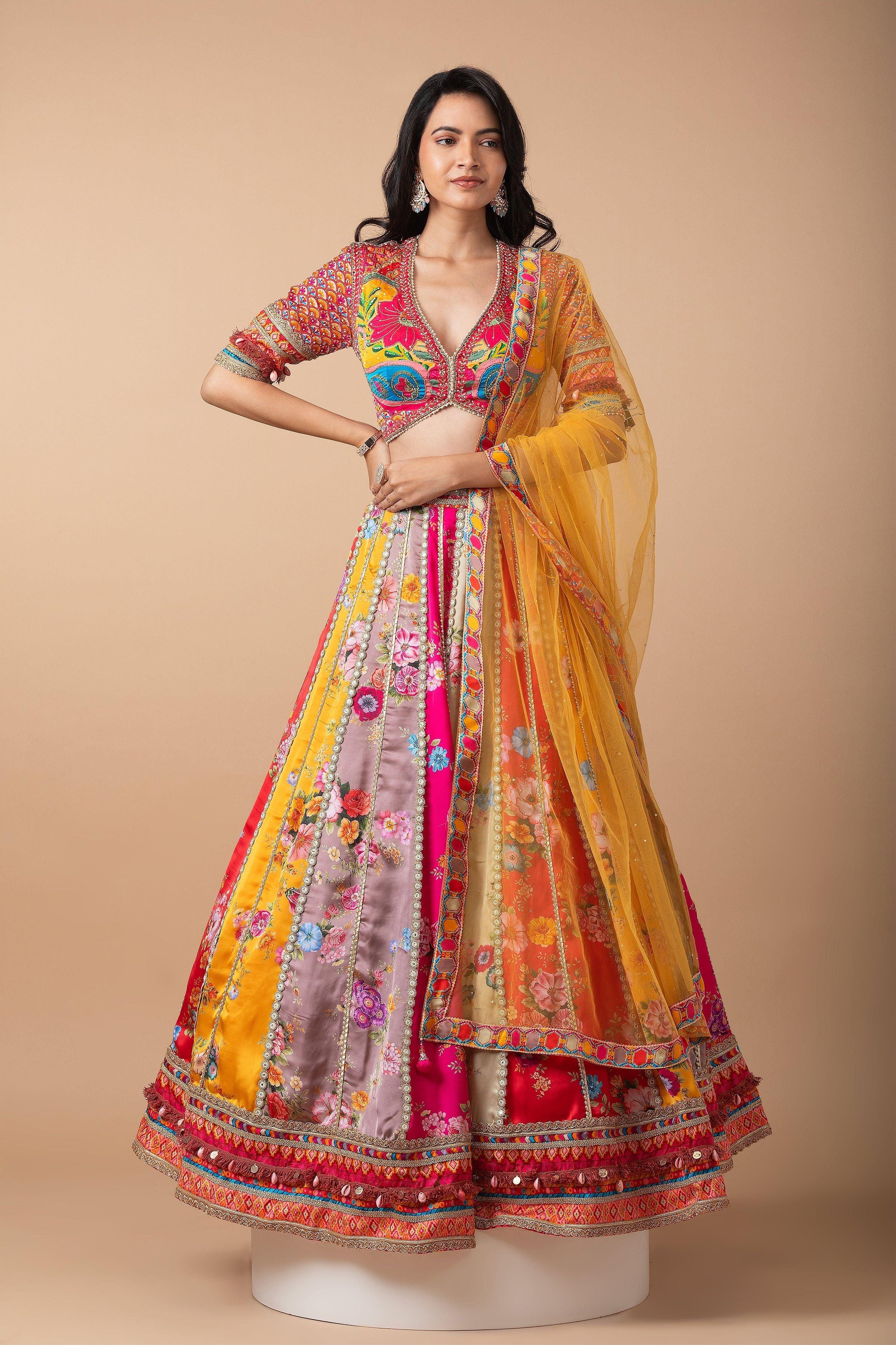 Multicolor Floral printed Lehenga Set - Mokshaa