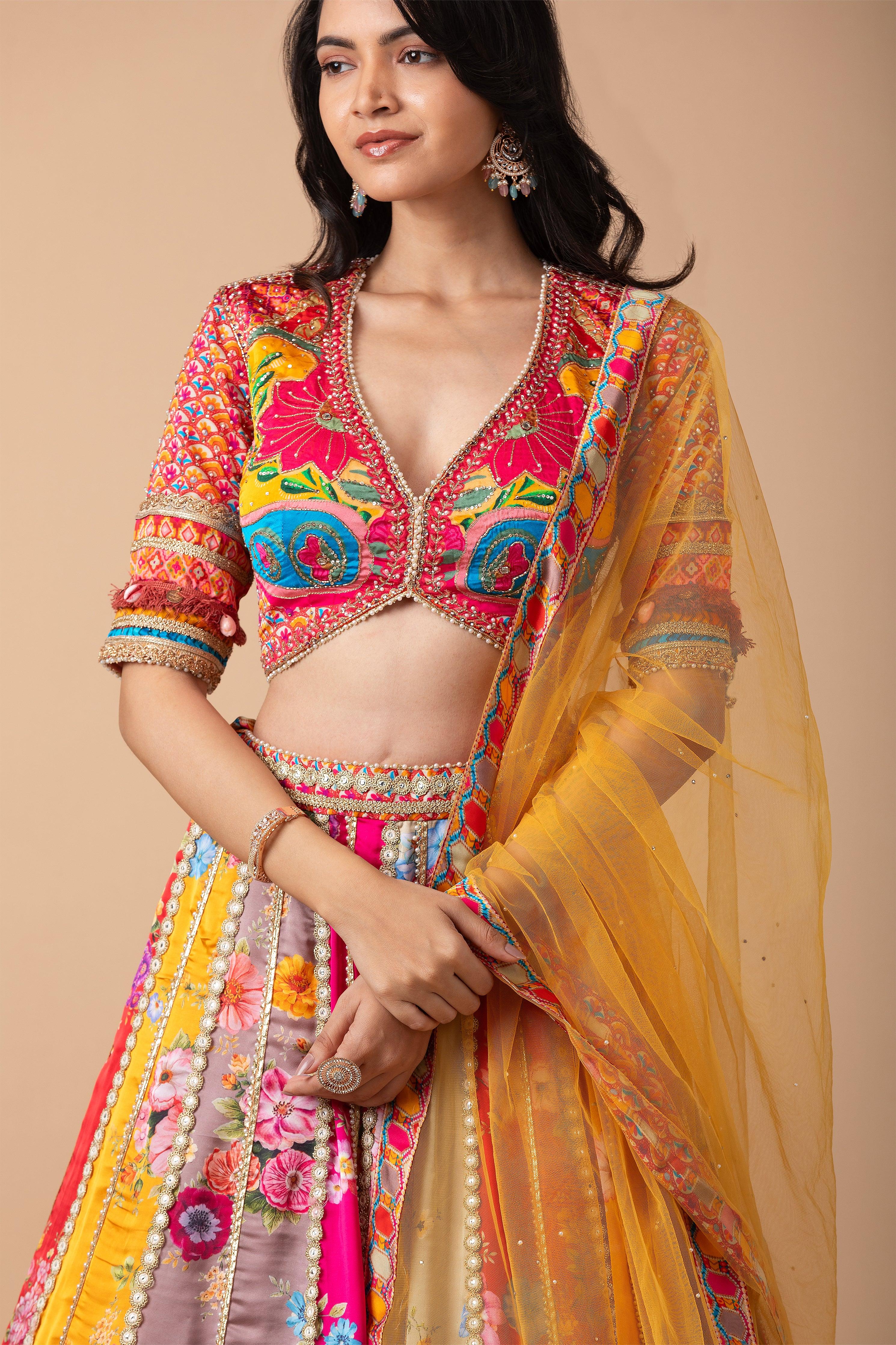 Multicolor Floral printed Lehenga Set - Mokshaa