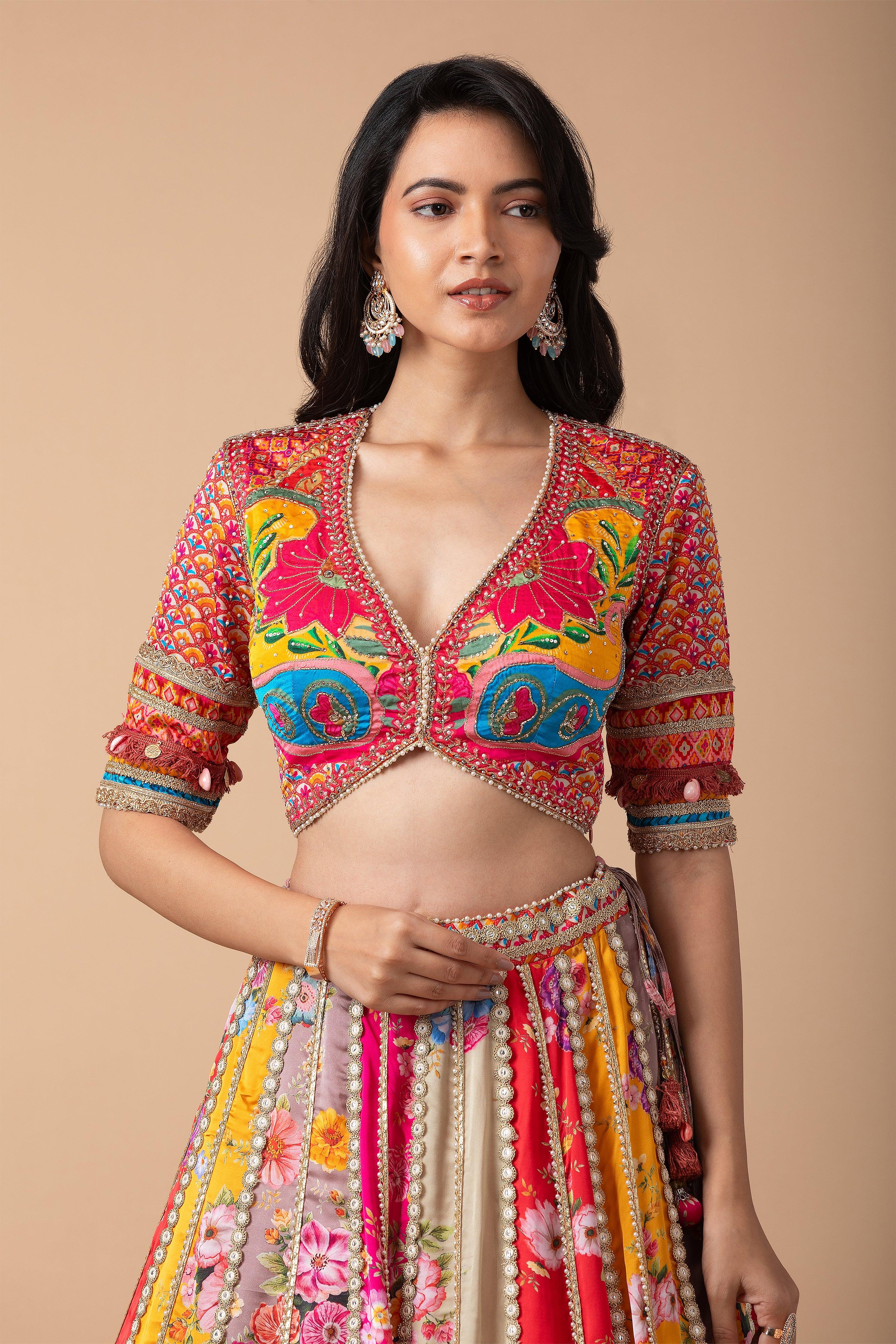Multicolor Floral printed Lehenga Set - Mokshaa