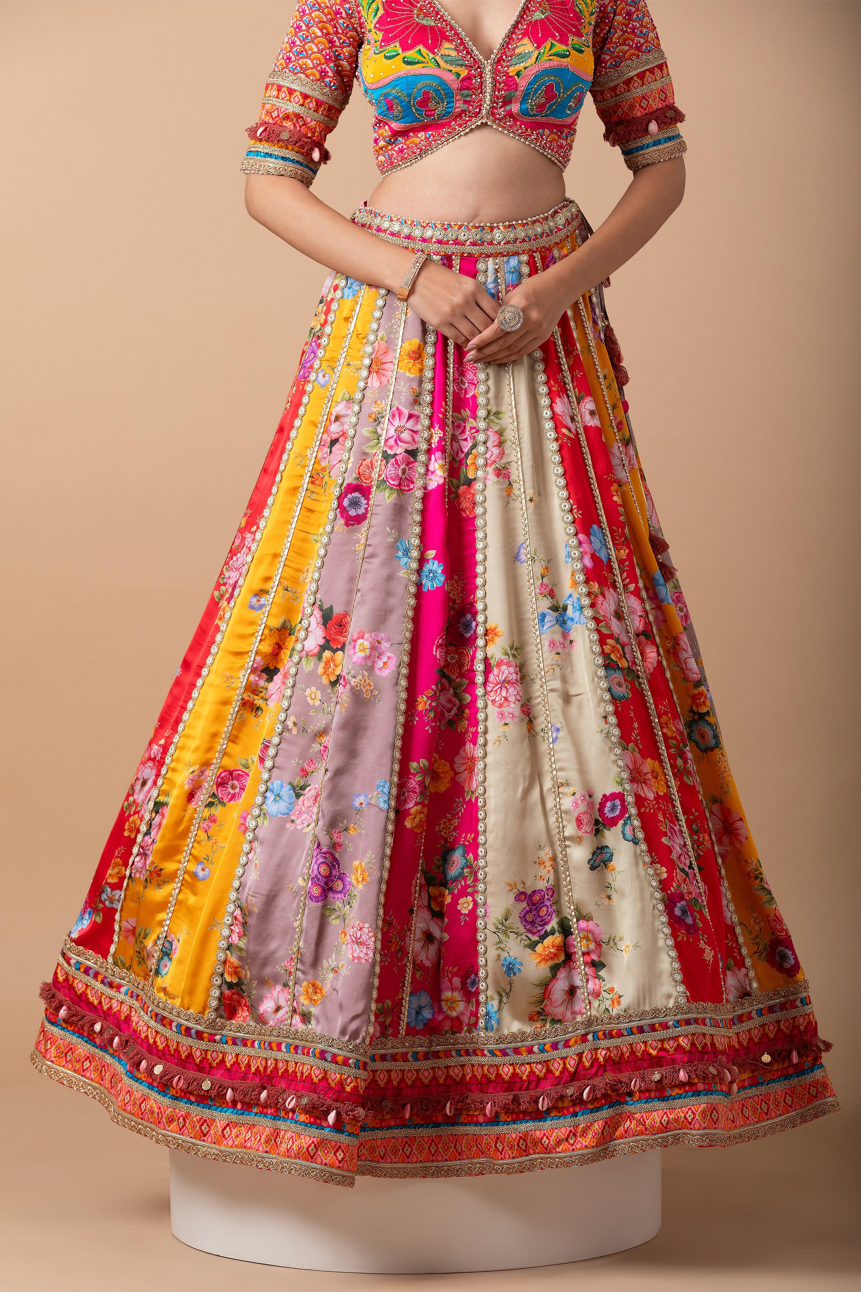 Multicolor Floral printed Lehenga Set - Mokshaa