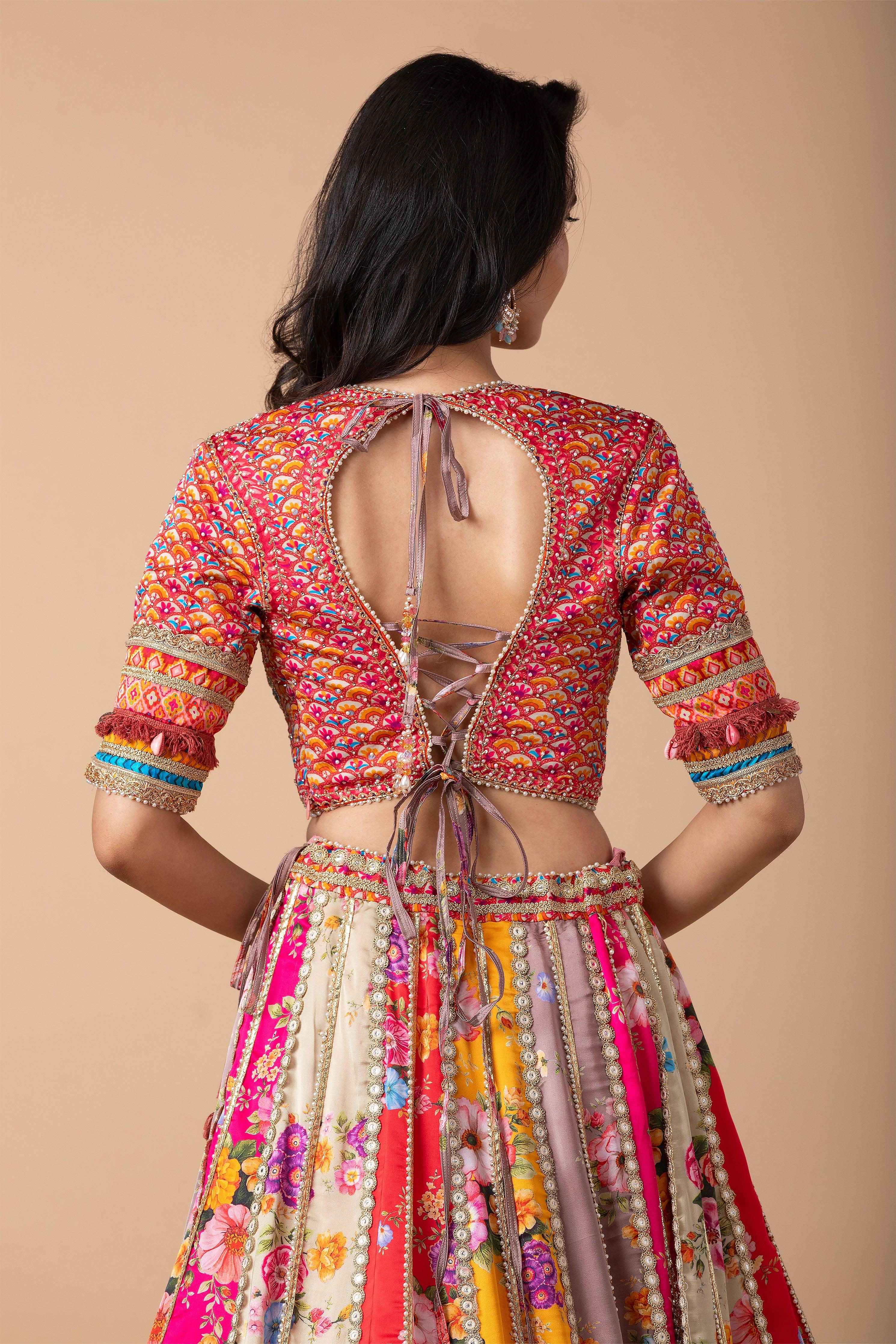 Multicolor Floral printed Lehenga Set - Mokshaa