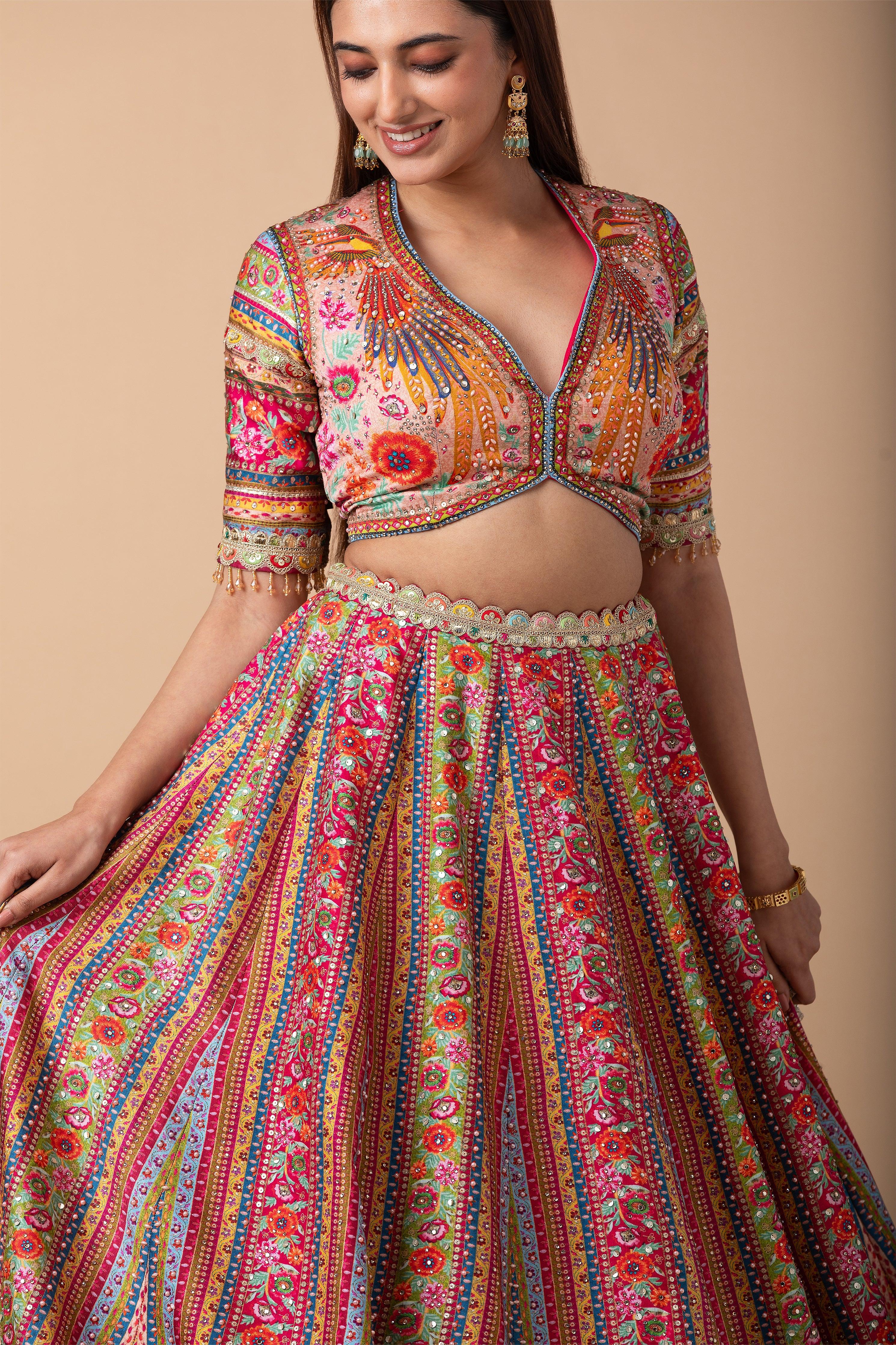 Multicolor printed Lehenga Set - Mokshaa