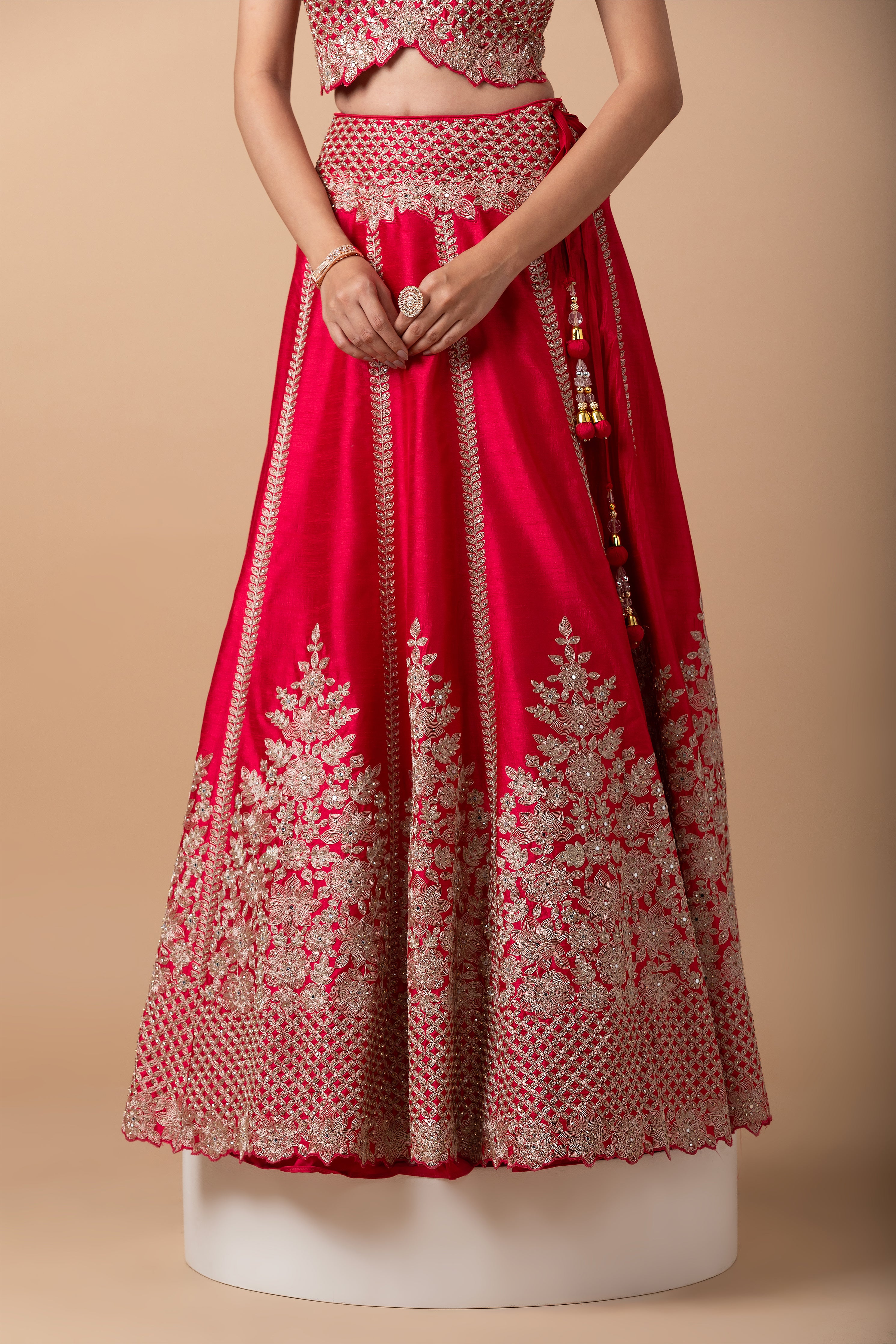 Rose Pink Embroidered Lehenga Set - Mokshaa