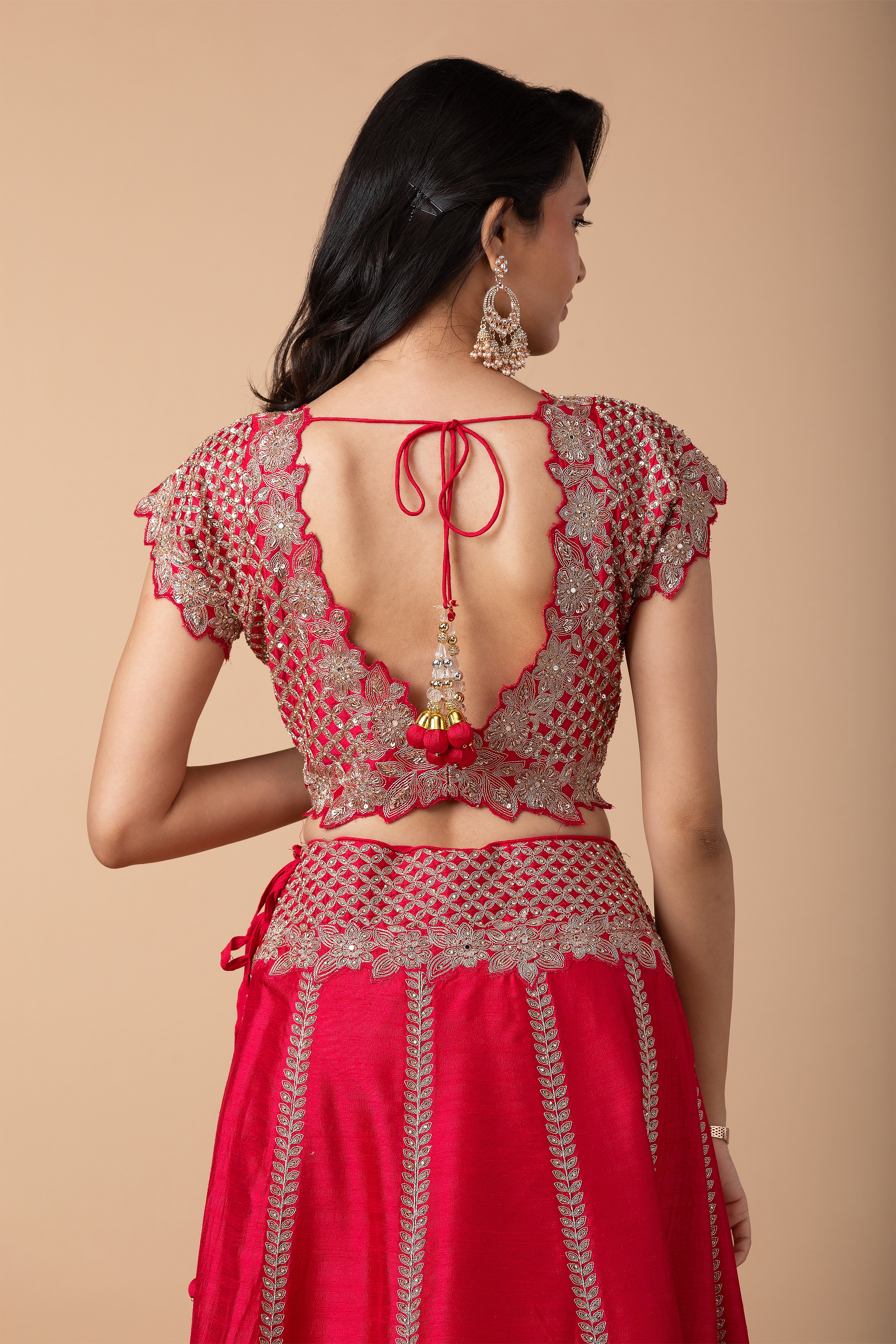 Rose Pink Embroidered Lehenga Set - Mokshaa