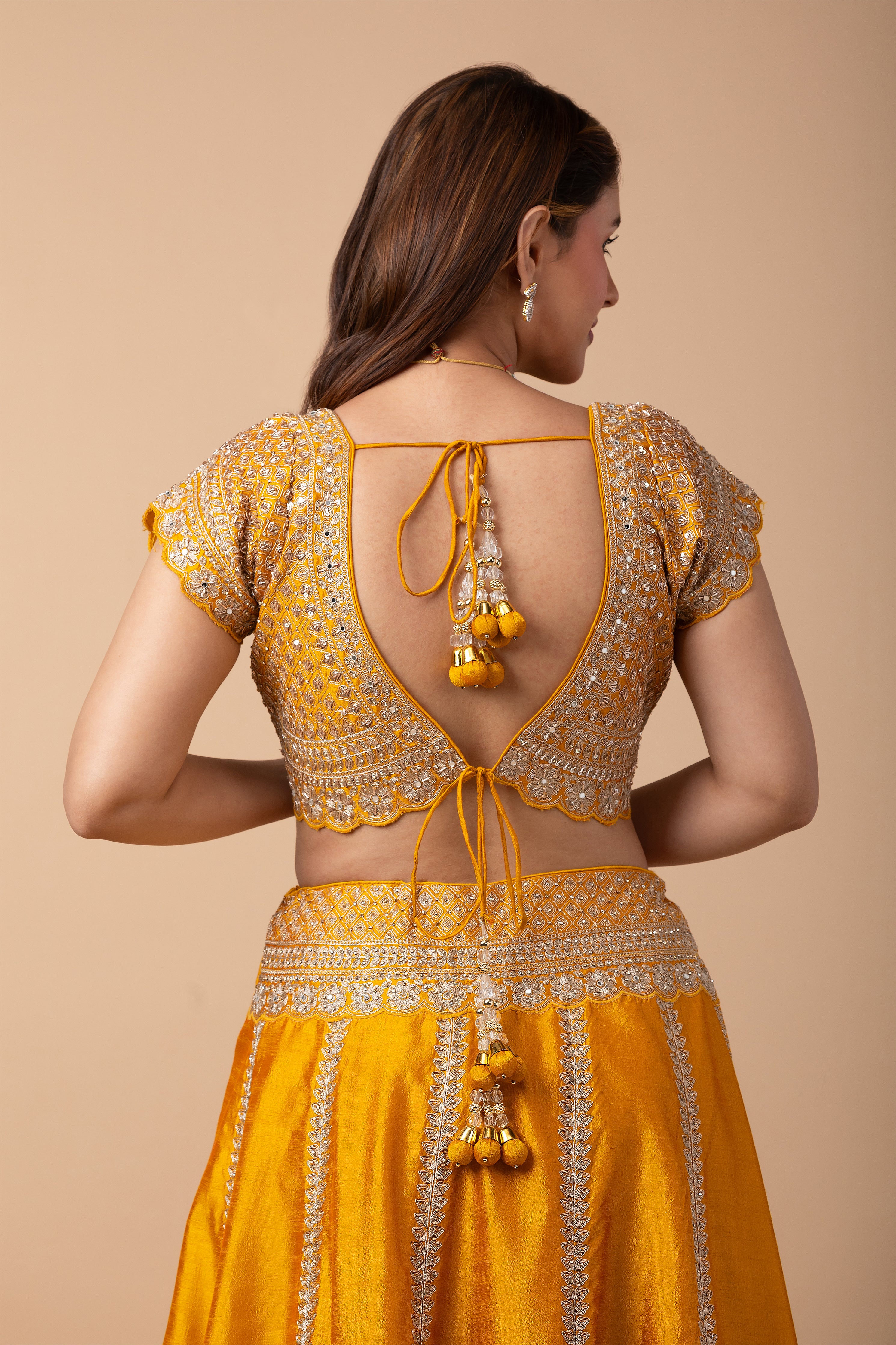 Golden Yellow silk Lehenga Set - Mokshaa