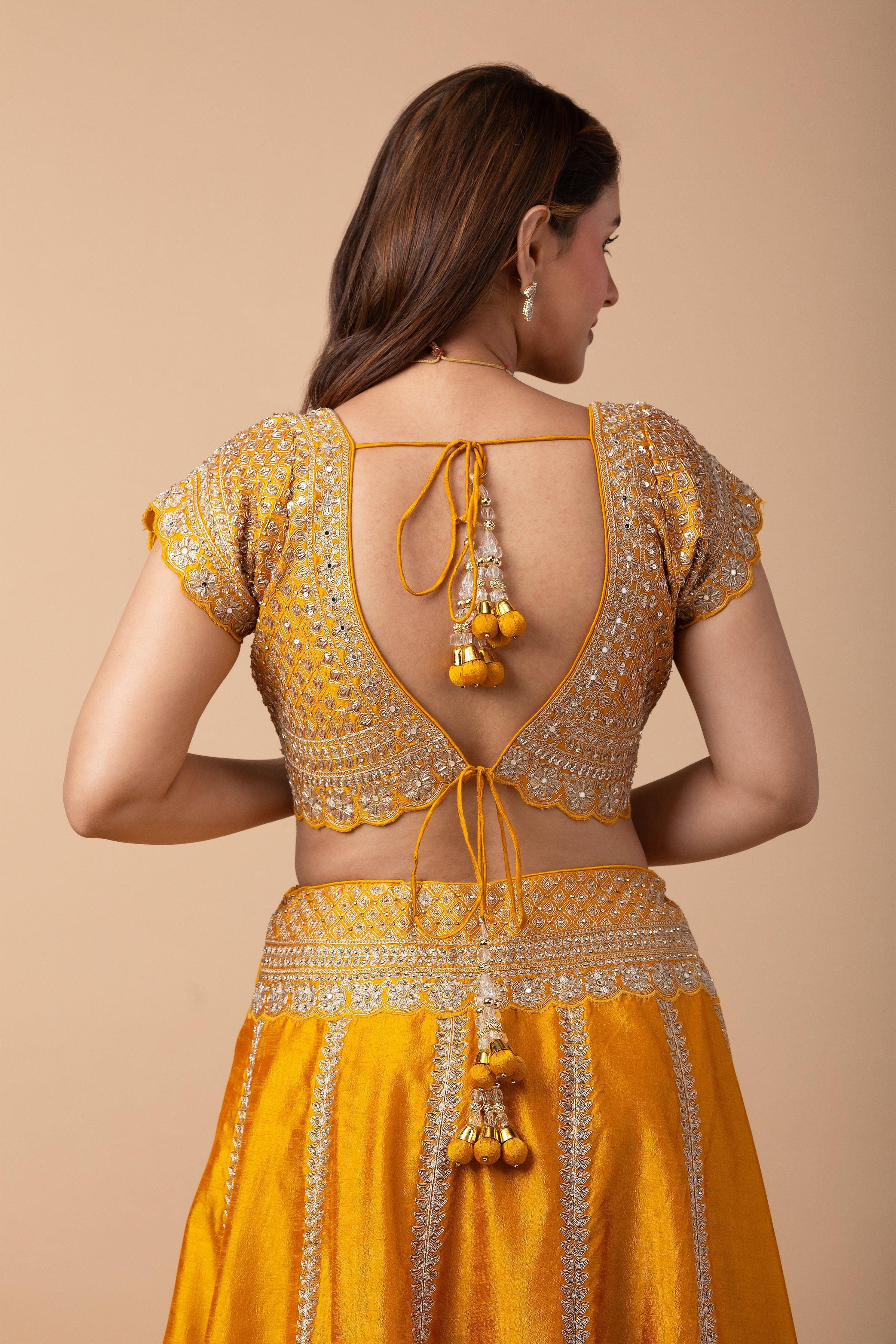 Golden Yellow silk Lehenga Set - Mokshaa