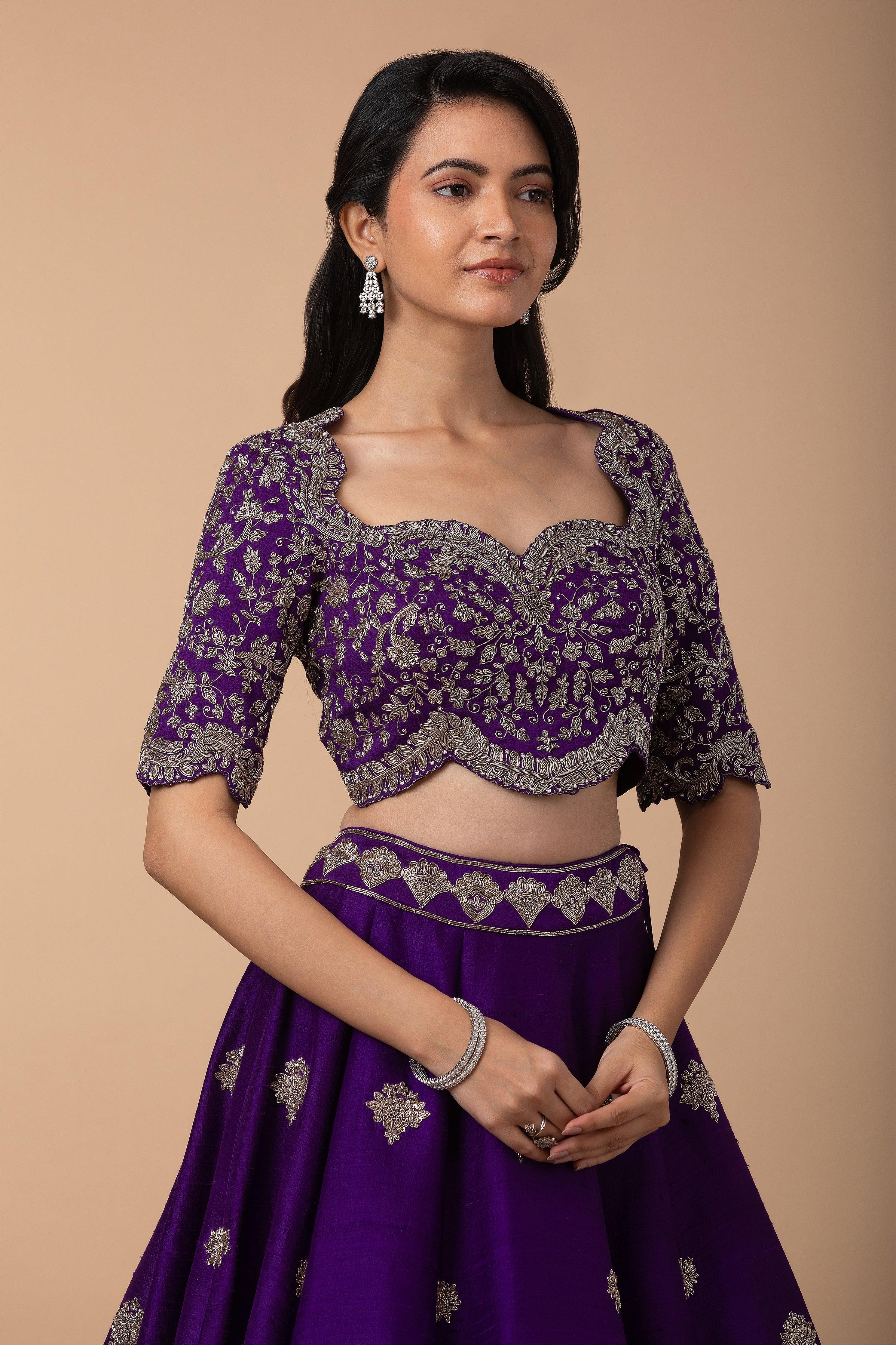 Deep Purple silk Lehenga Set - Mokshaa