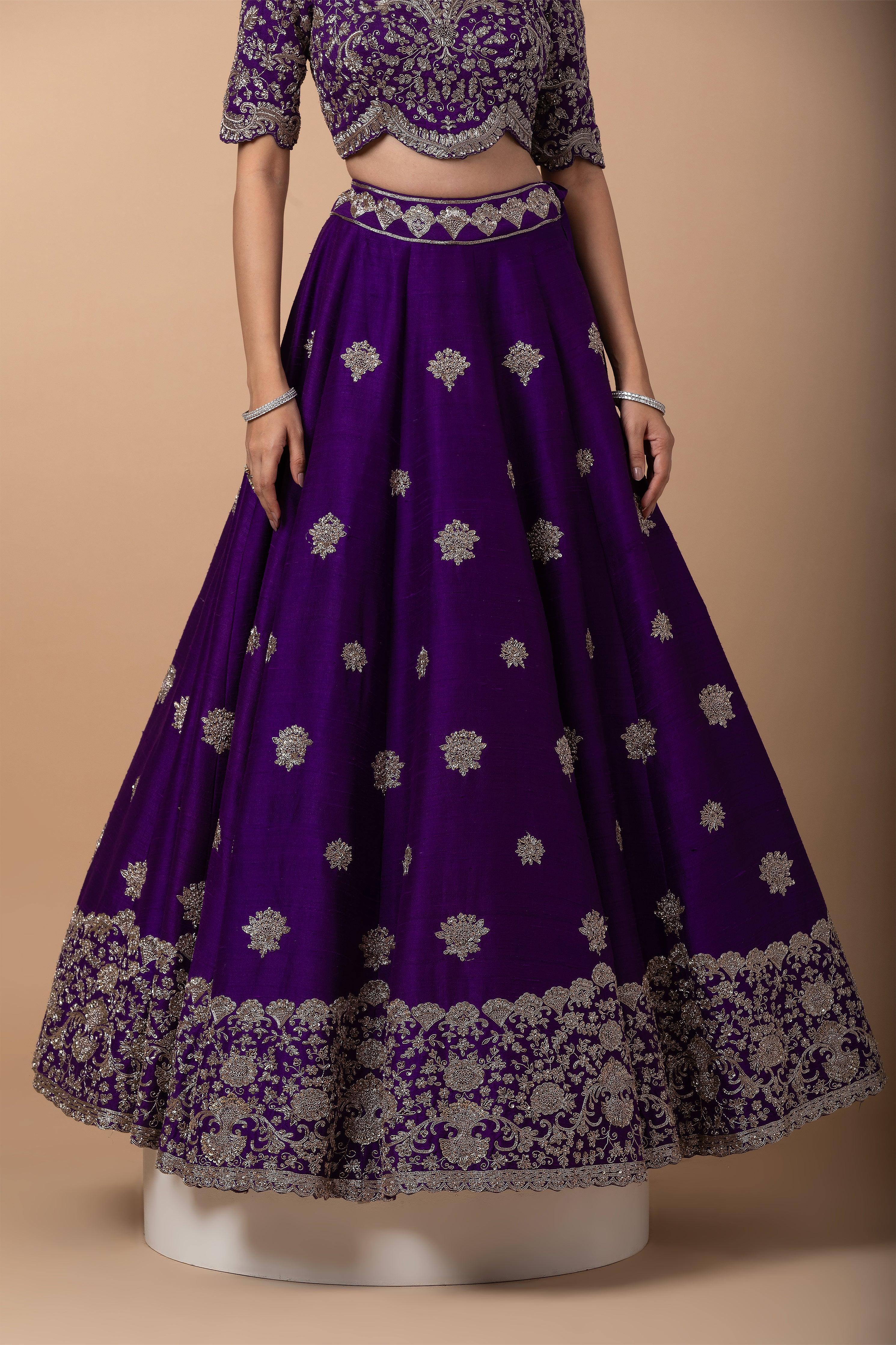 Deep Purple silk Lehenga Set - Mokshaa