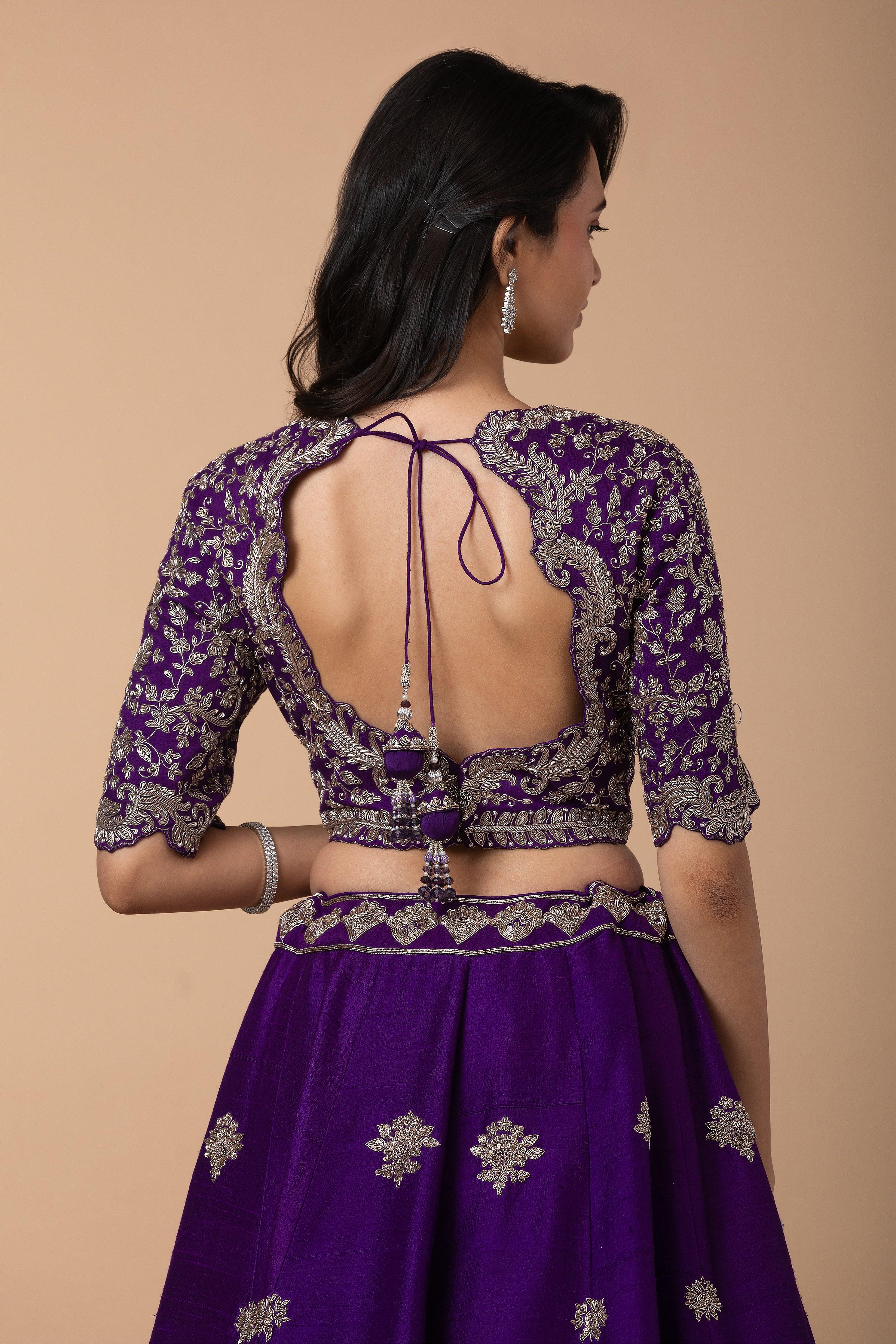 Deep Purple silk Lehenga Set - Mokshaa