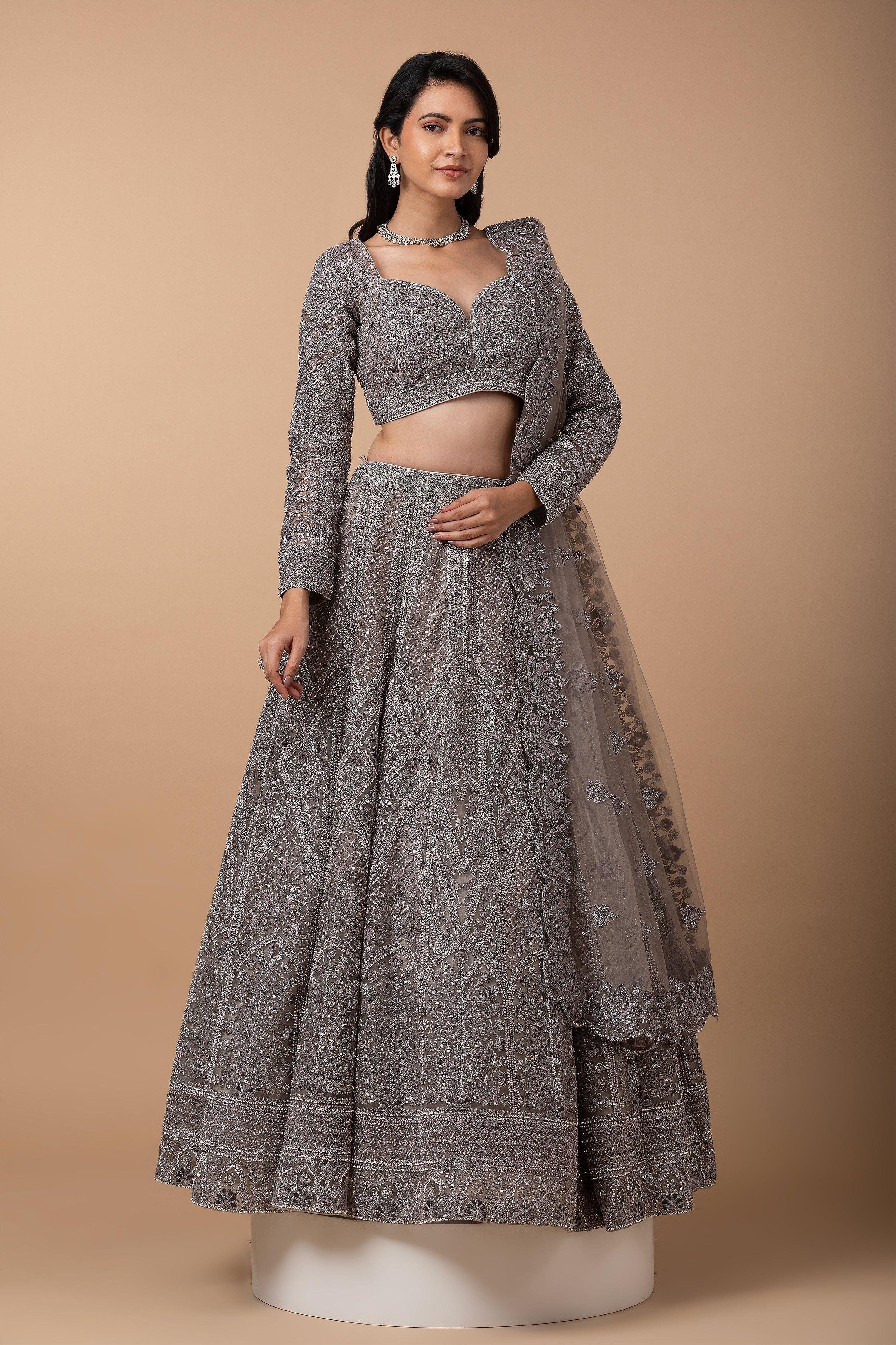 Ash grey Lehenga Set - Mokshaa