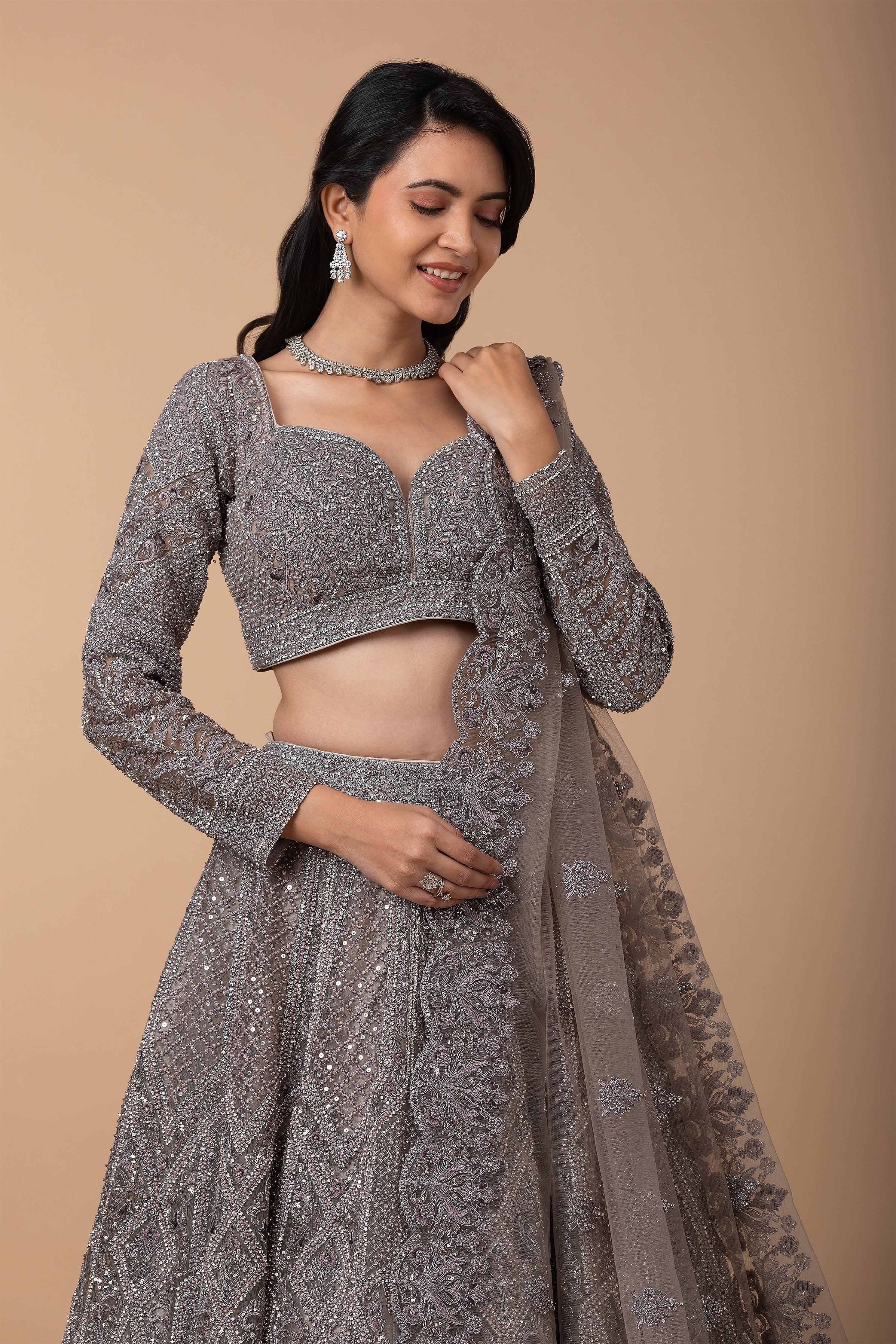 Ash grey Lehenga Set - Mokshaa
