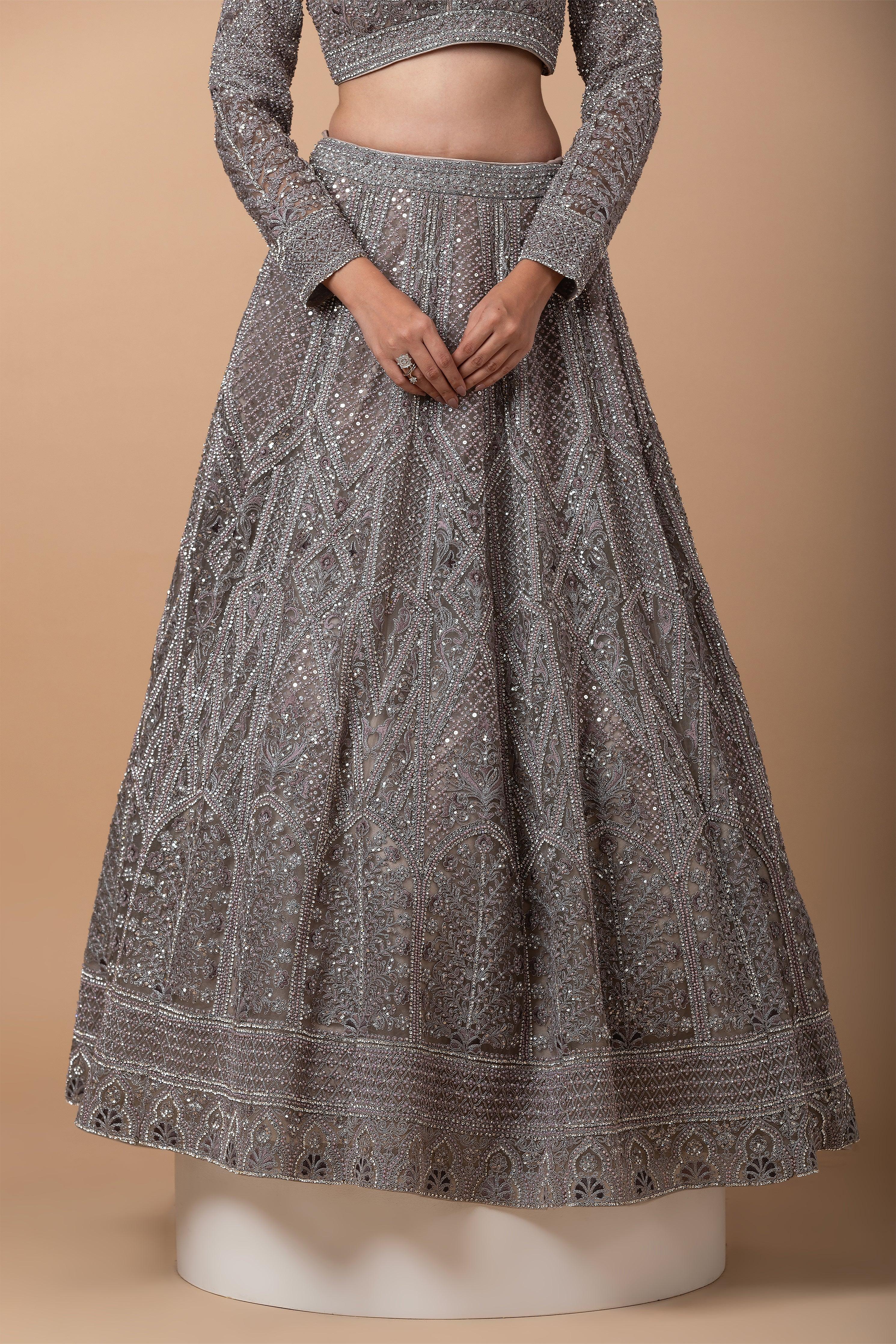 Ash grey Lehenga Set - Mokshaa