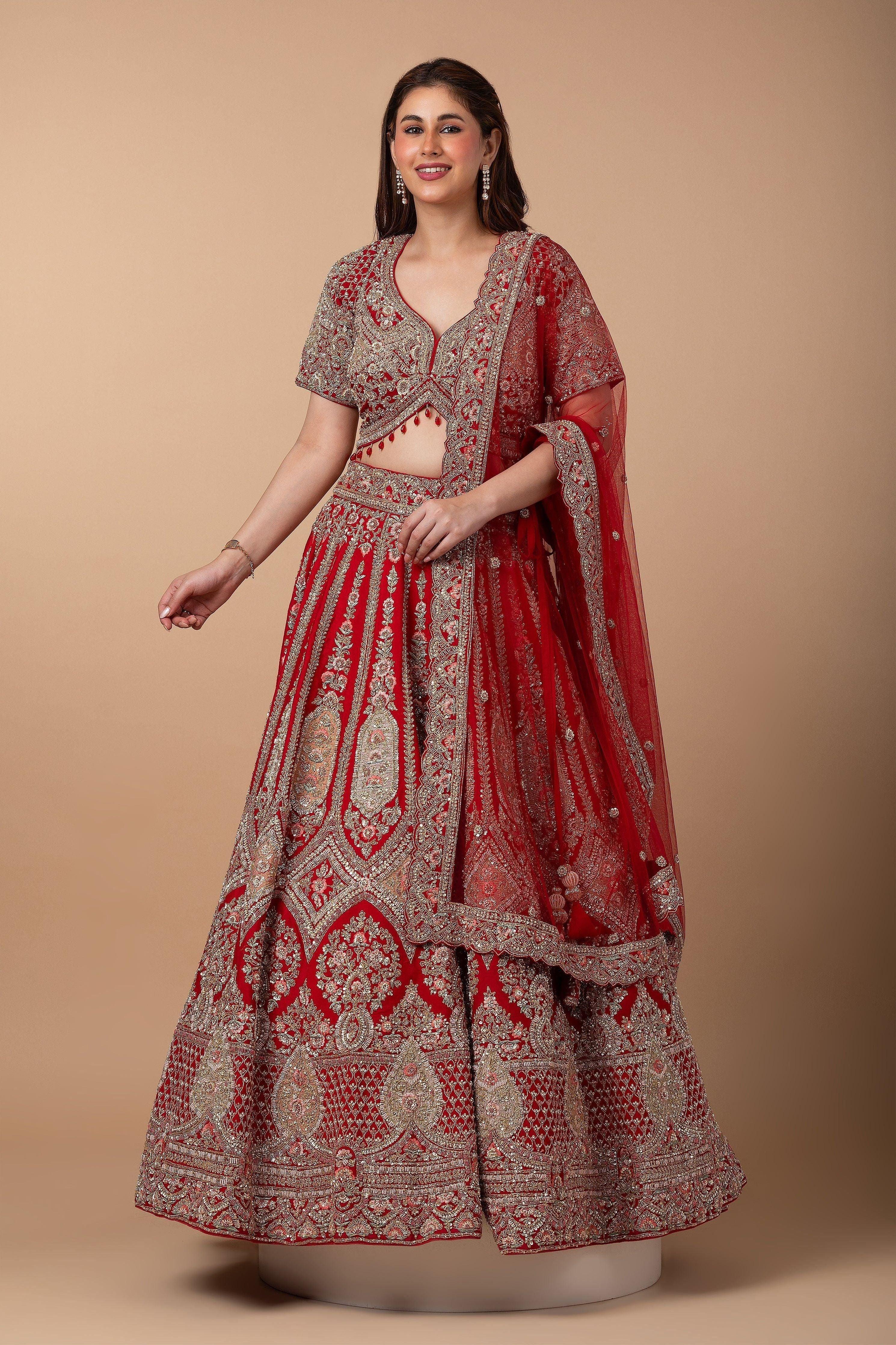 Regal Red Bridal Lehenga set Mokshaa
