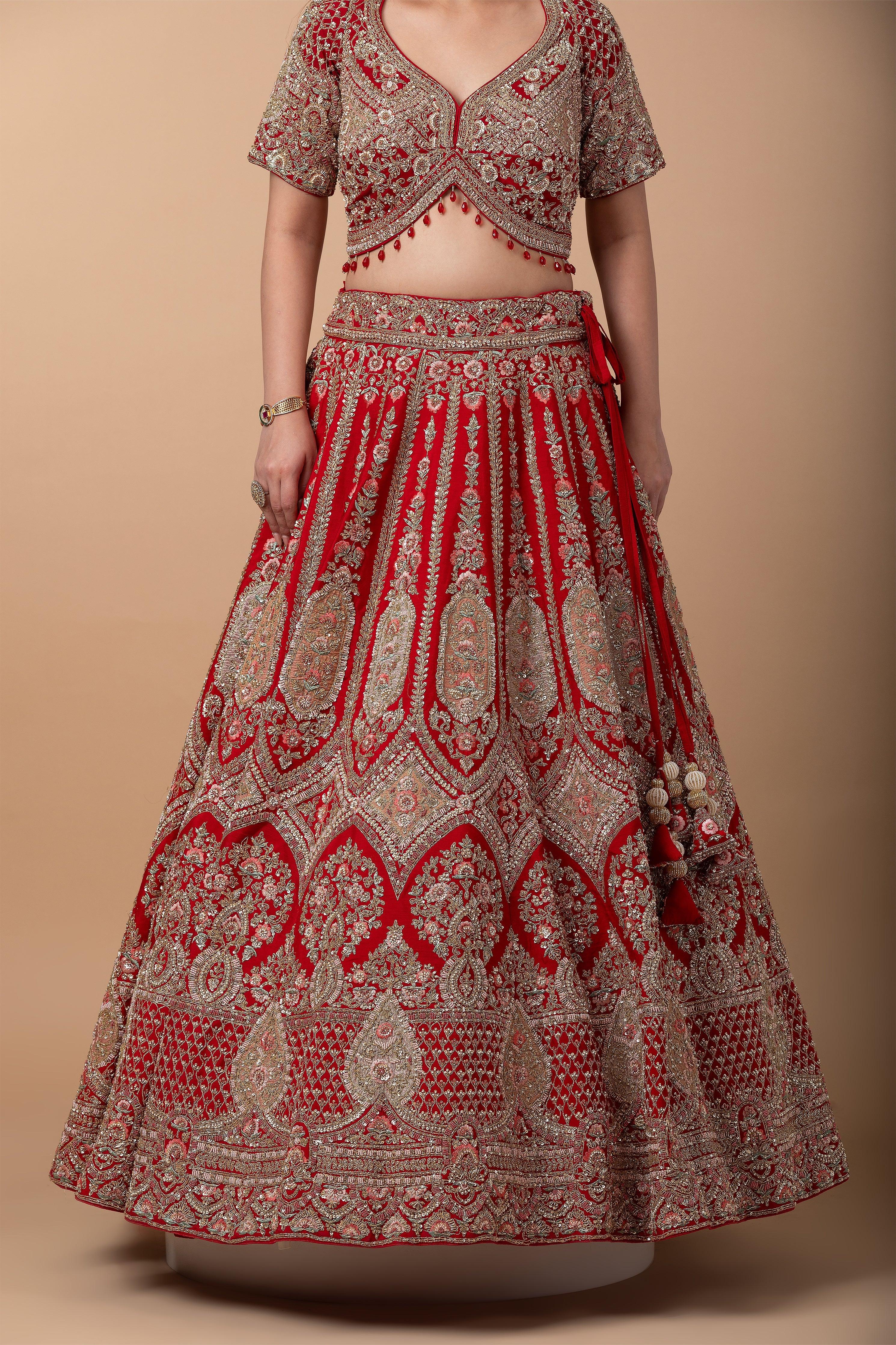 Regal Red Bridal Lehenga set Mokshaa
