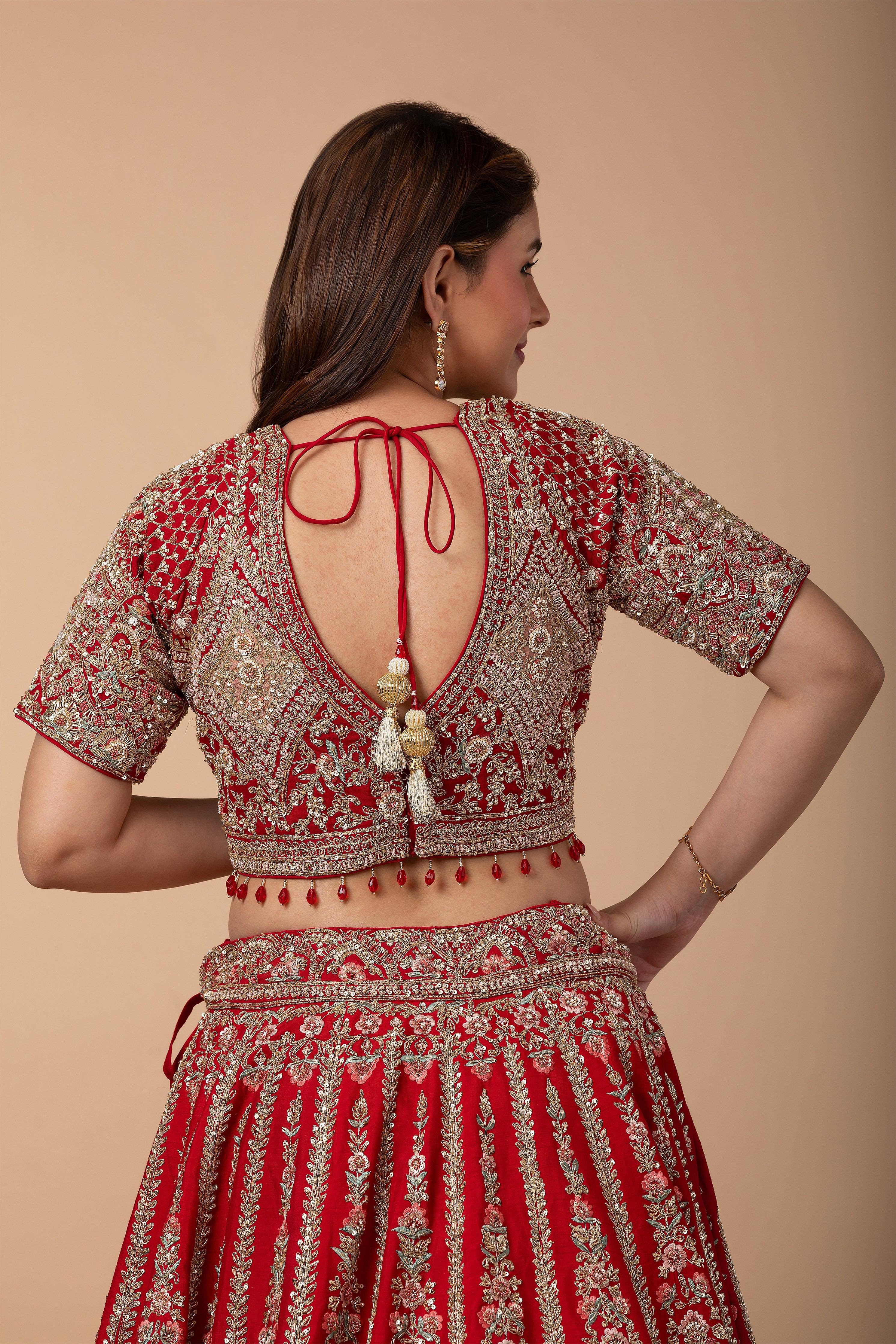 Regal Red Bridal Lehenga set Mokshaa