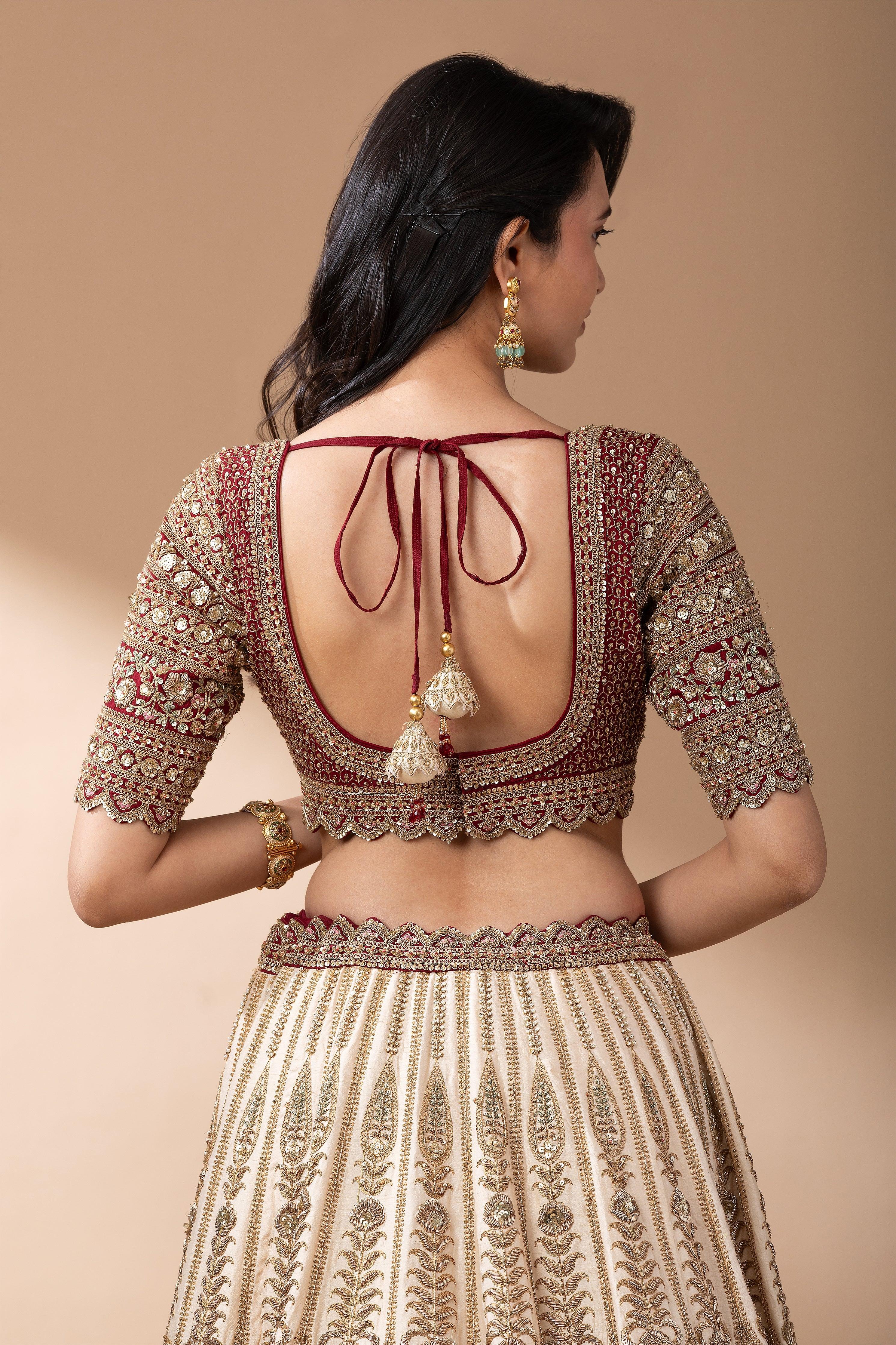 Regal Multicolor Paneled Bridal Lehenga Mokshaa