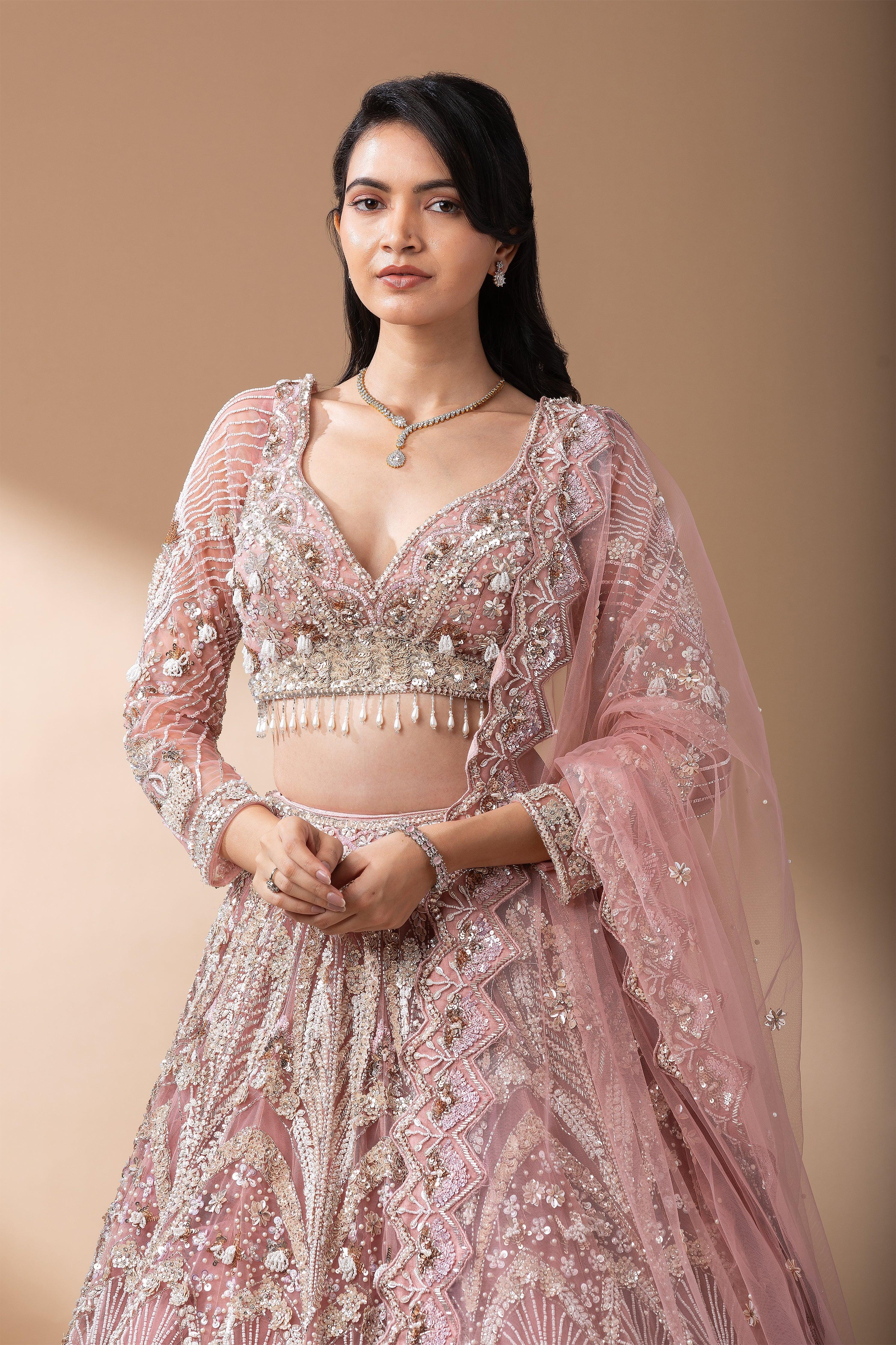 Blush Pink Bridal Lehenga Set Mokshaa