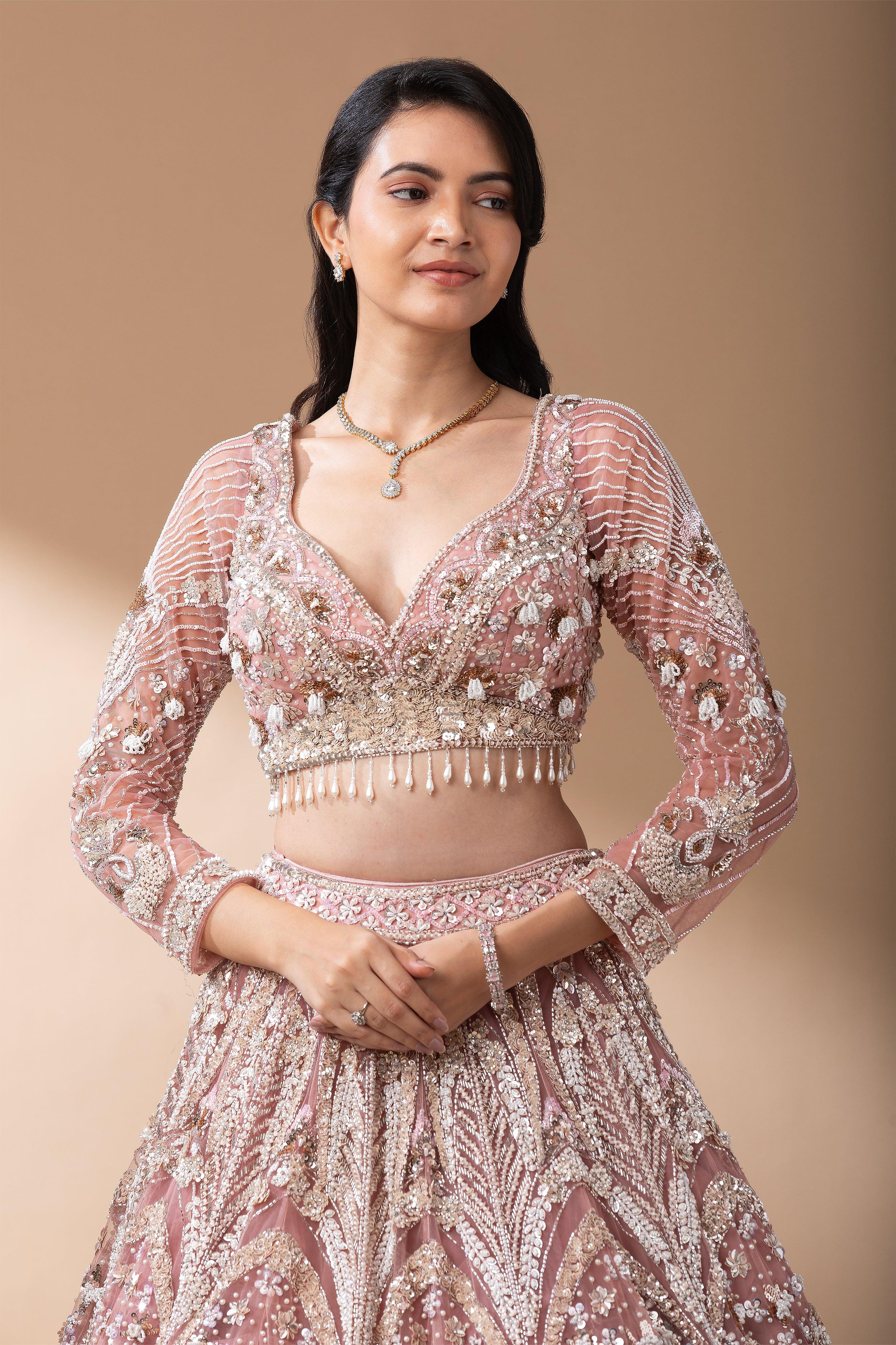 Blush Pink Bridal Lehenga Set Mokshaa
