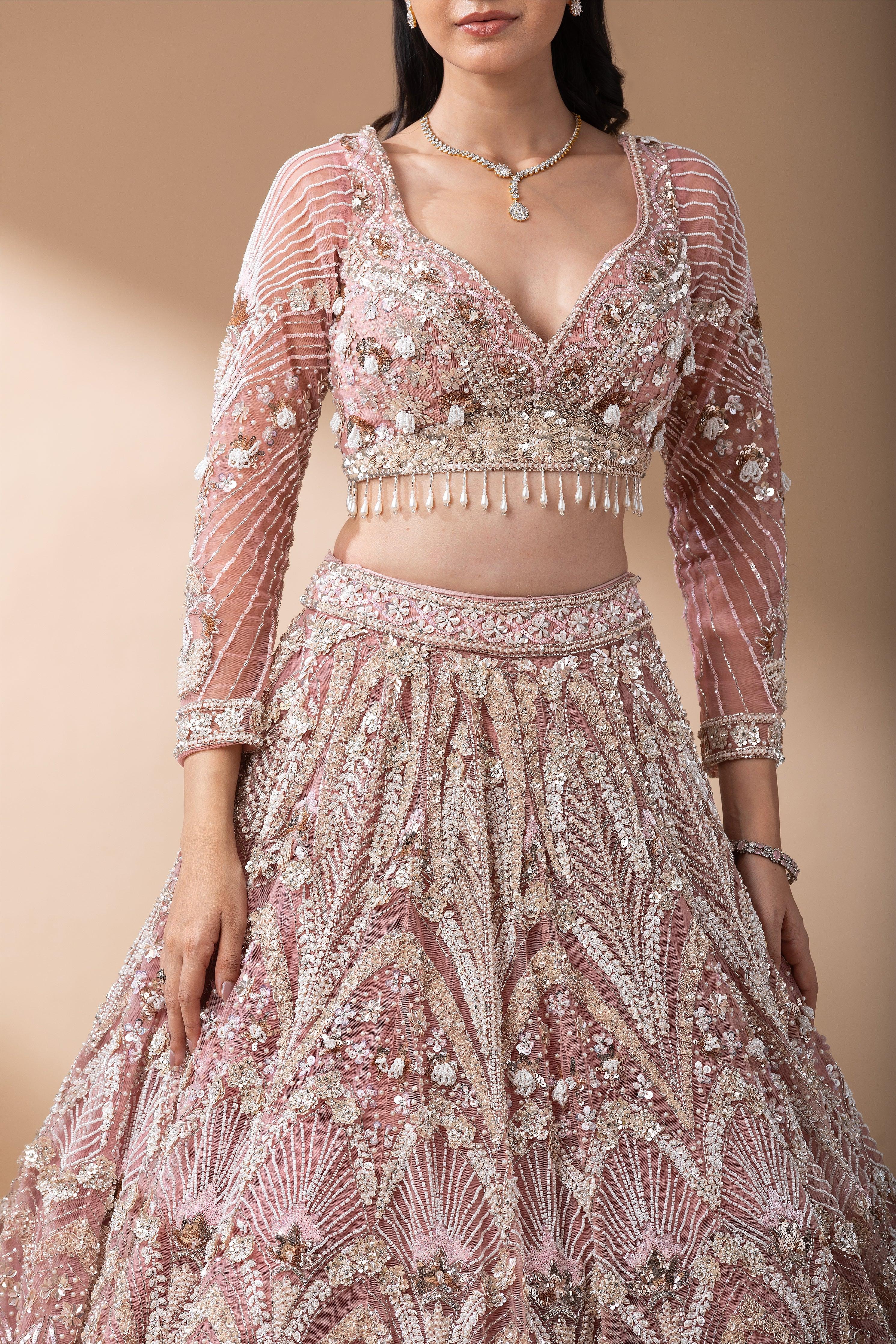 Blush Pink Bridal Lehenga Set Mokshaa