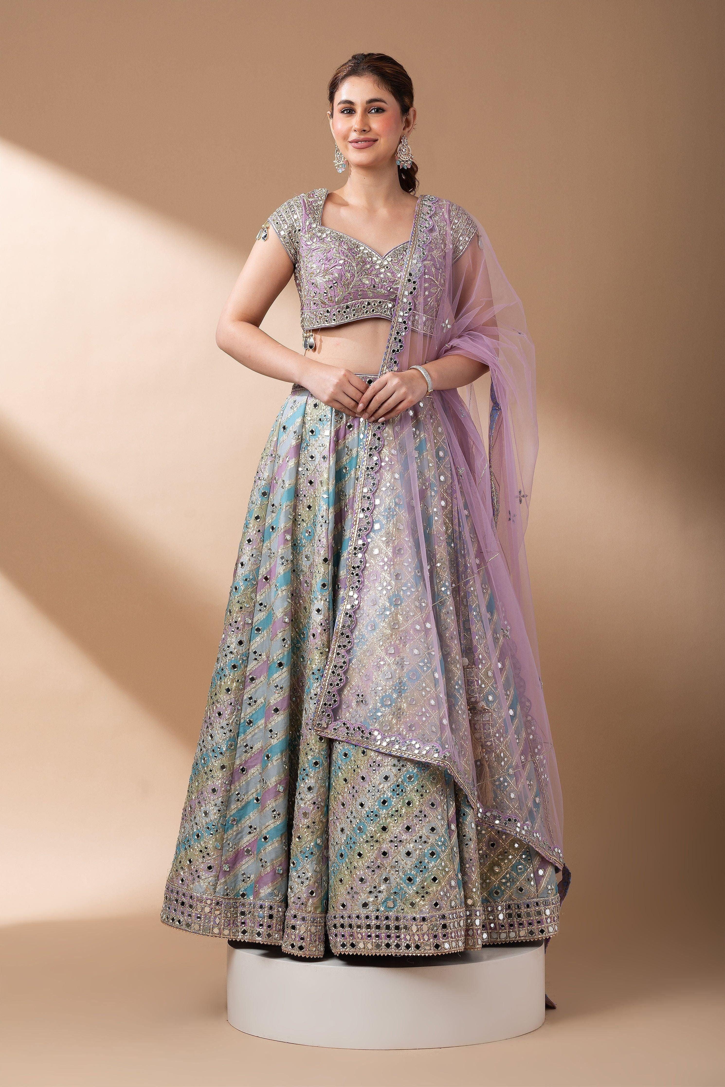 Lavender Multicolor Lehenga Set Mokshaa